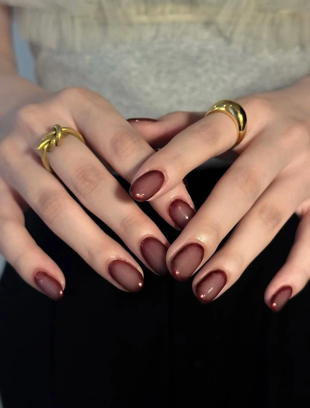 September nail designs 2026 Smoky Burgundy Aura Nails for Everyday Elegance