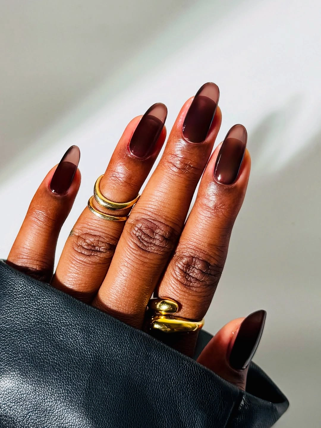 September nails color 2026 Smoky Chocolate Ombre Nails With Modern Drama