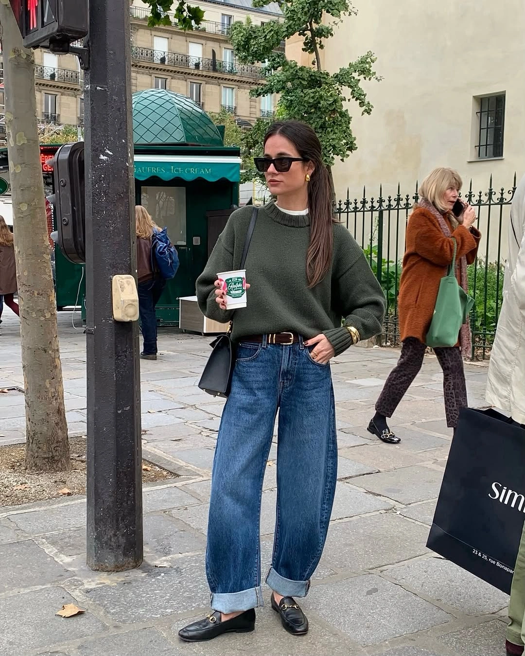 September outfits ideas 2026 Relaxed Olive Knit and Wide-Leg Denim for Everyday September