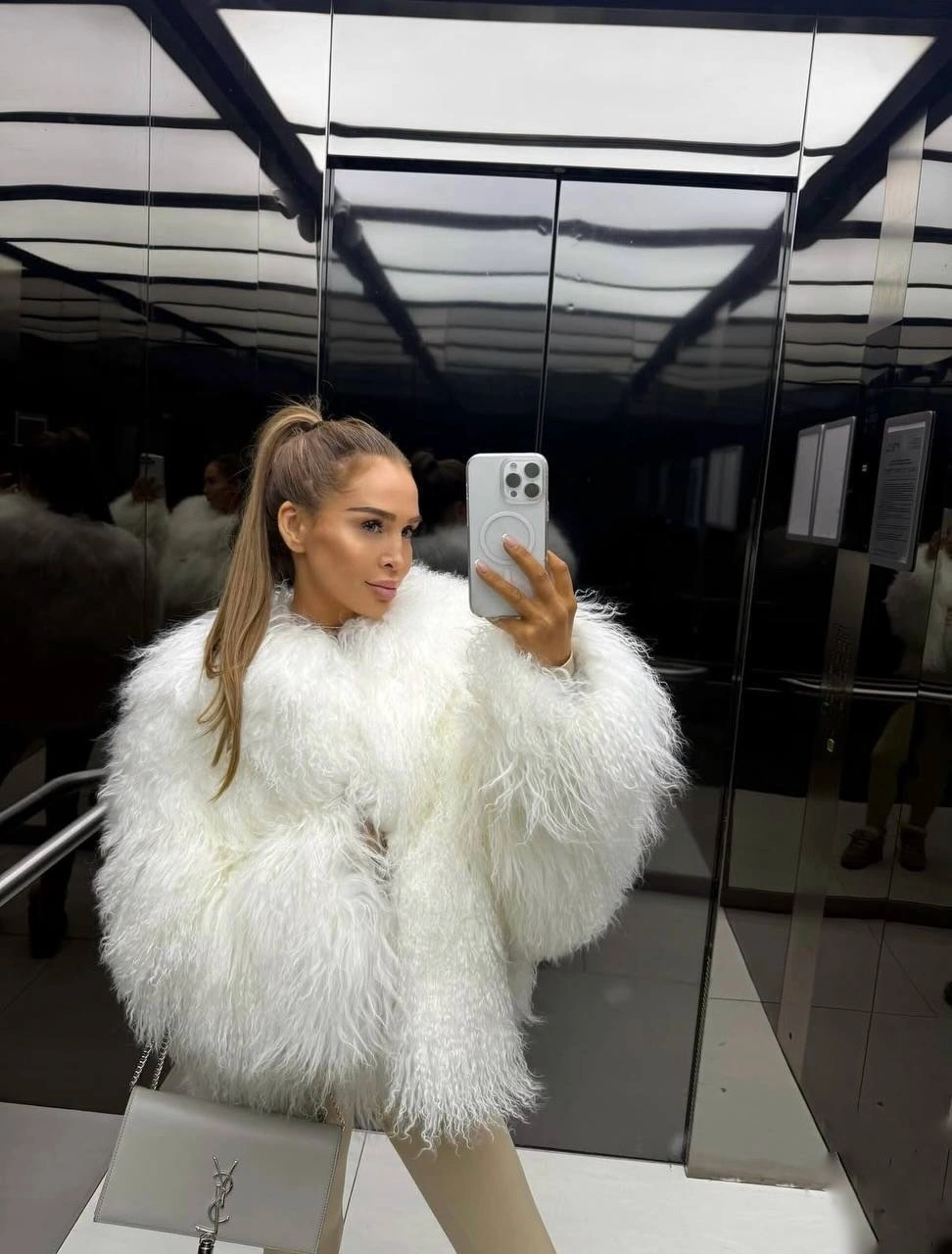 shaggy jacket Bright White Glamour That Elevates Every Evening Look