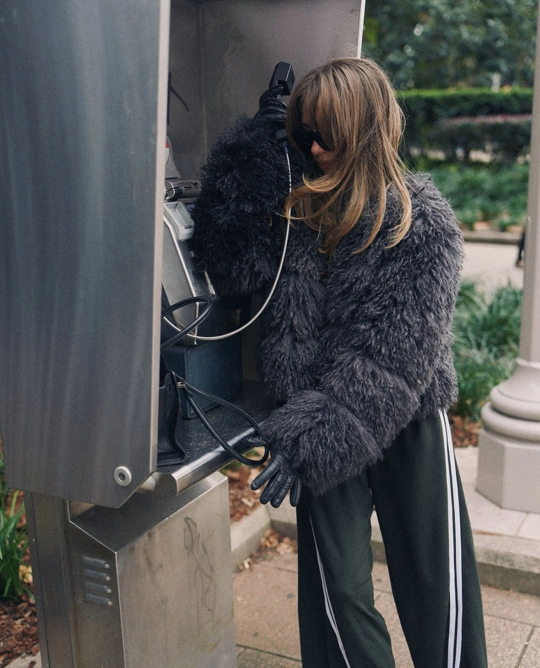 shaggy jacket Relaxed Charcoal Street Style With Cozy Confidence