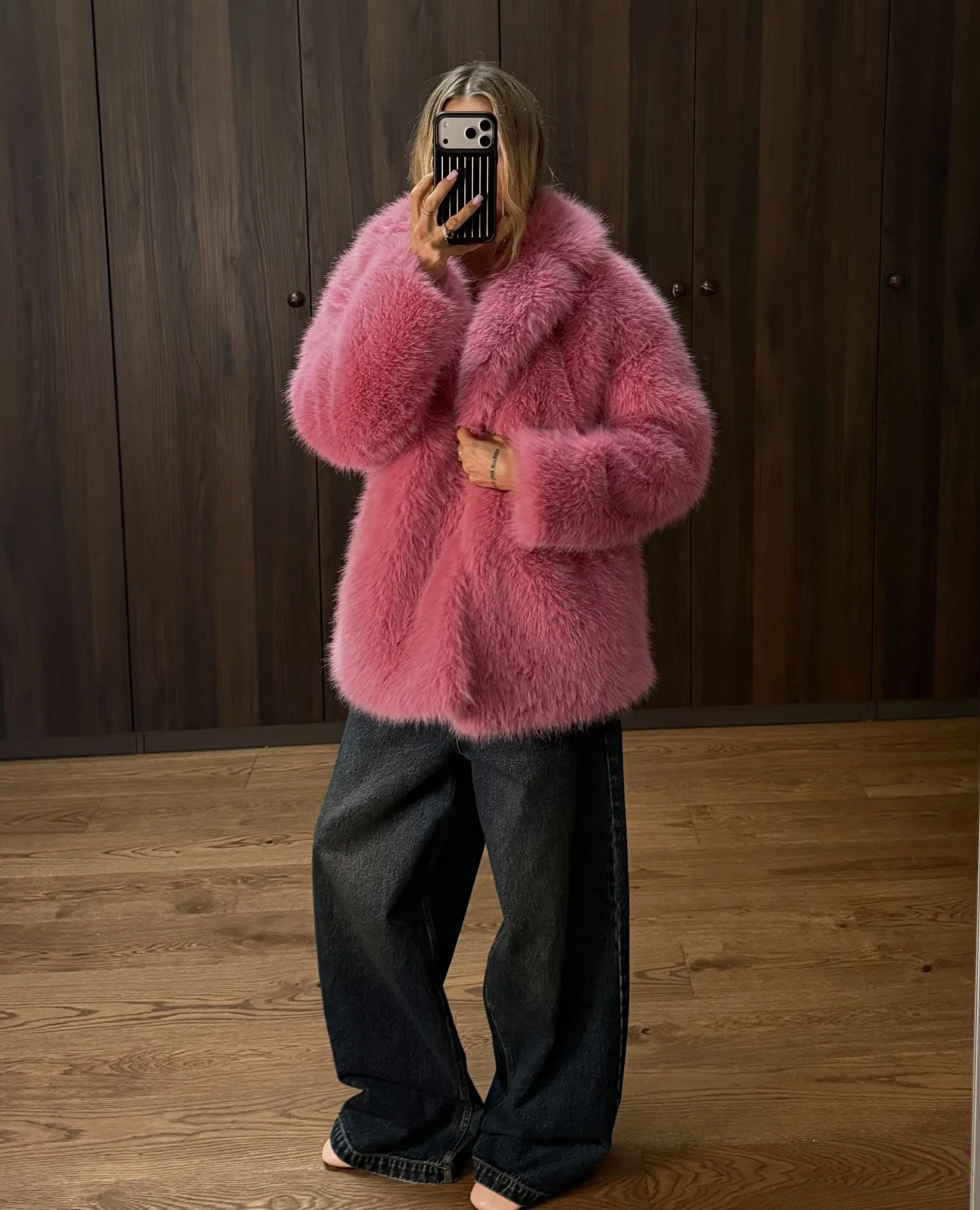 shaggy jacket Rose Pink Faux Fur That Brightens Cold Winter Days