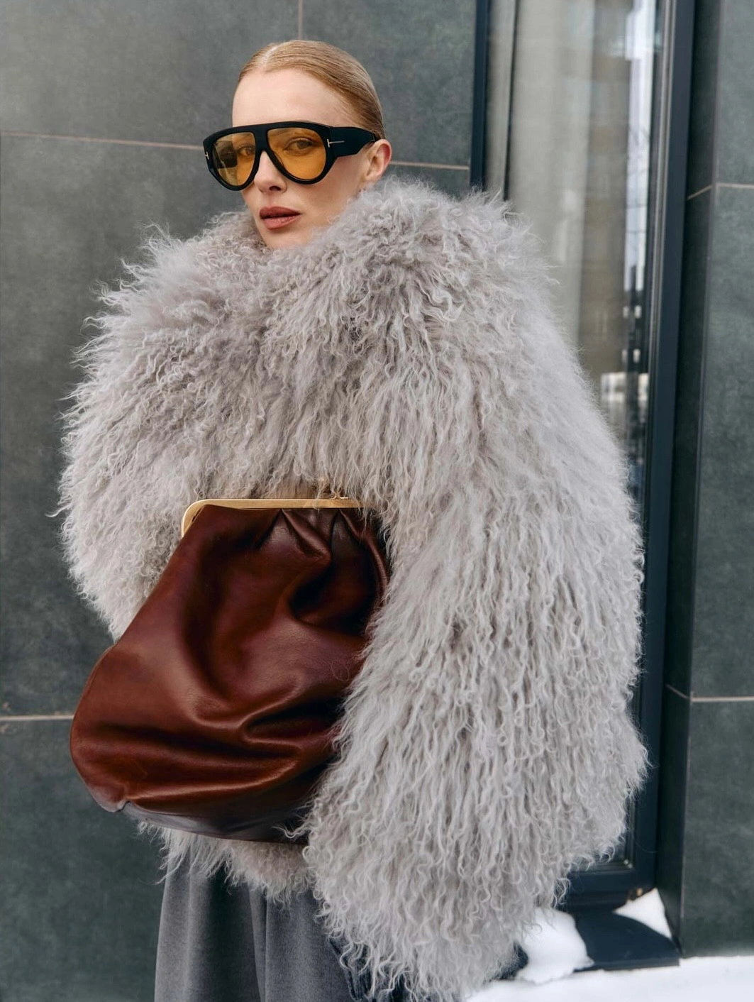 shaggy jacket Soft Gray Faux Fur That Makes Minimalism Feel Luxurious
