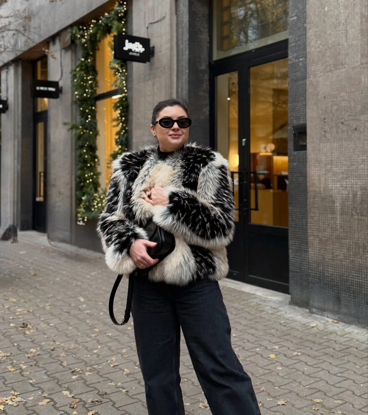 shaggy jacket Black and White Contrast That Never Goes Out of Style