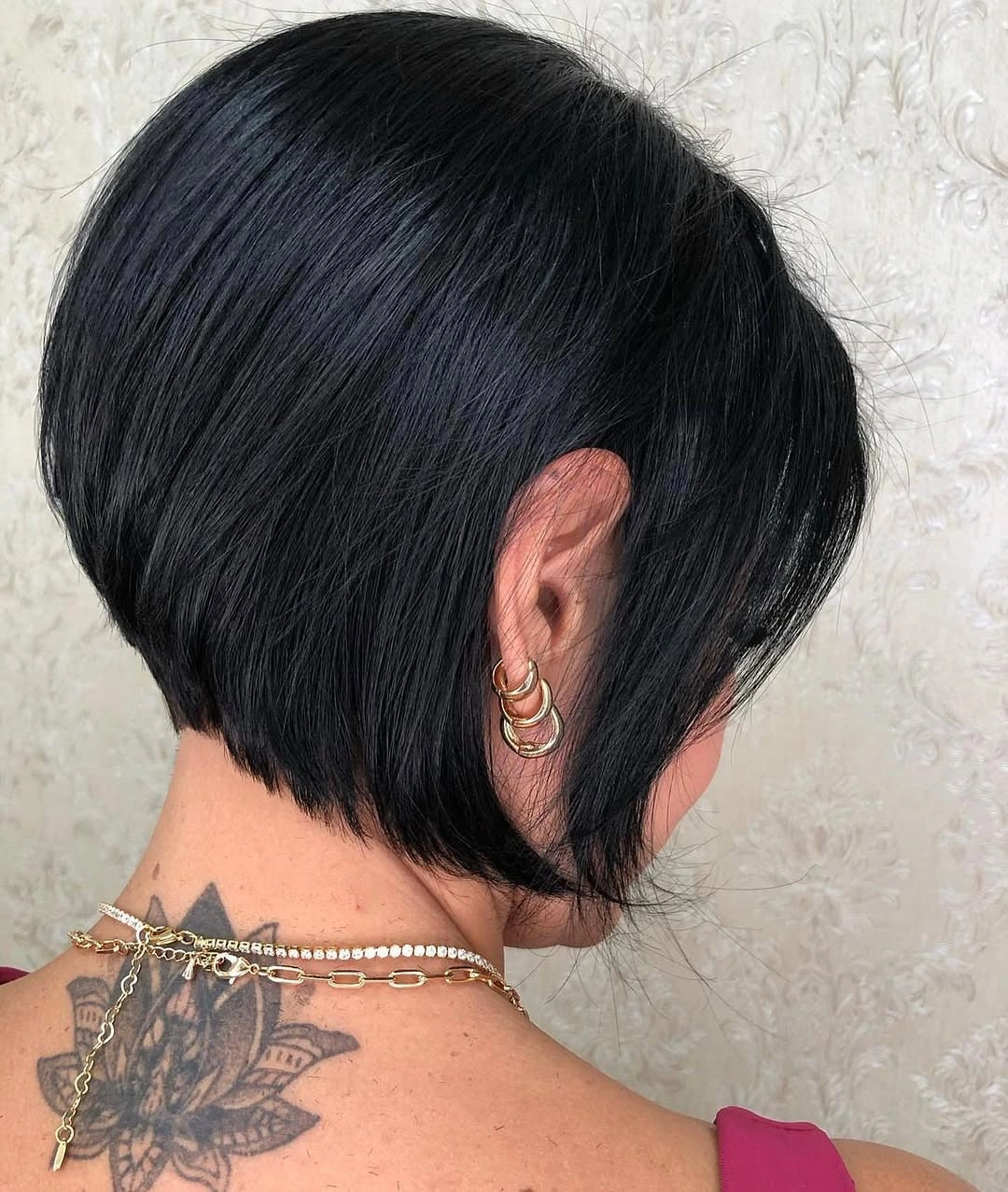 short bobbed hairstyle Precision A-Line Bob With Glossy Finish