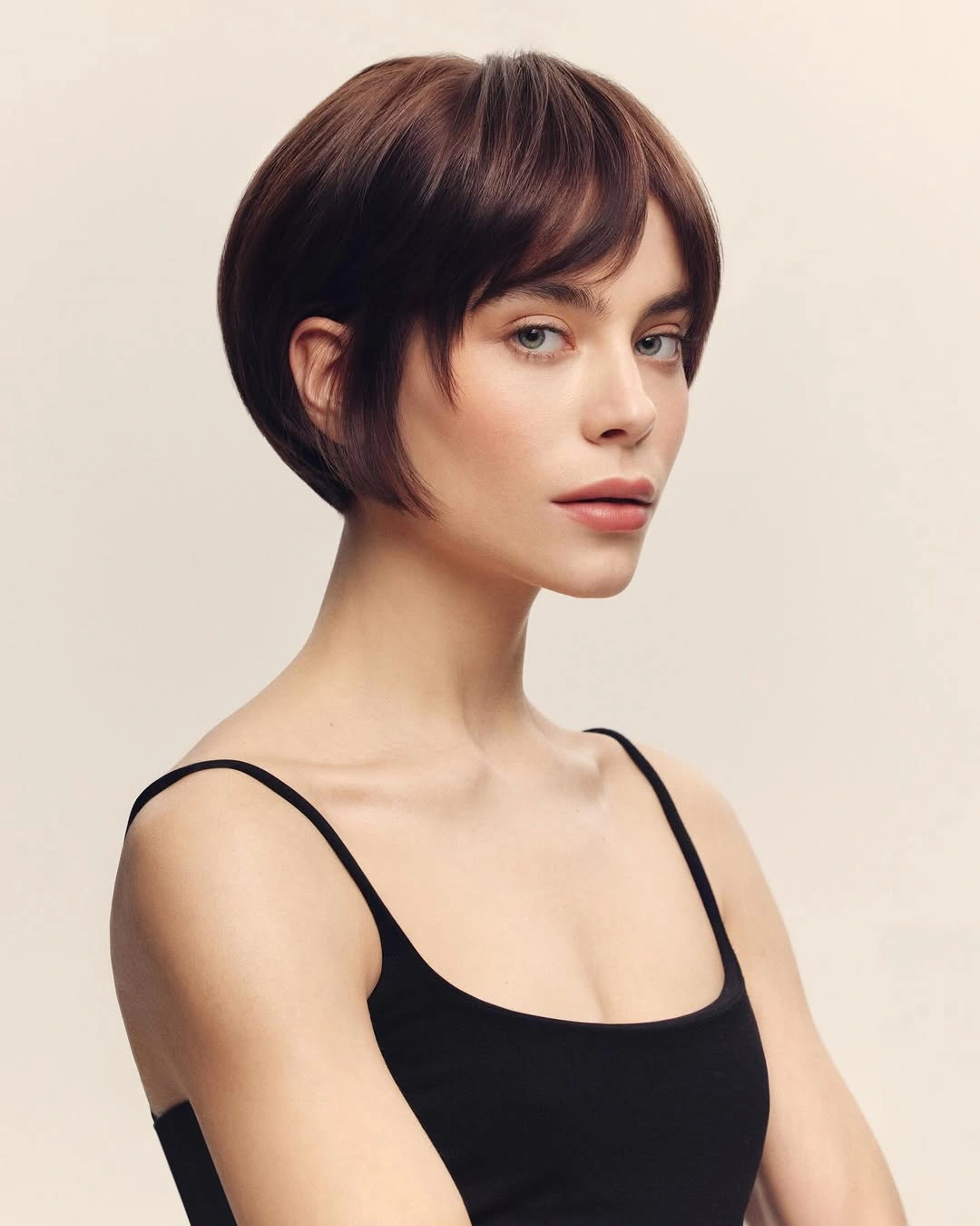 short bobbed hairstyle Rounded Bob With Airy Fringe