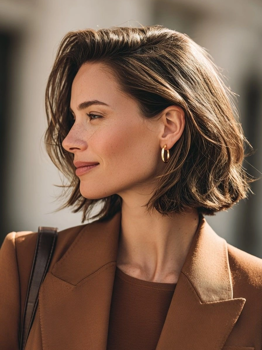 short bobbed hairstyle Relaxed Side-Part Bob With Everyday Volume