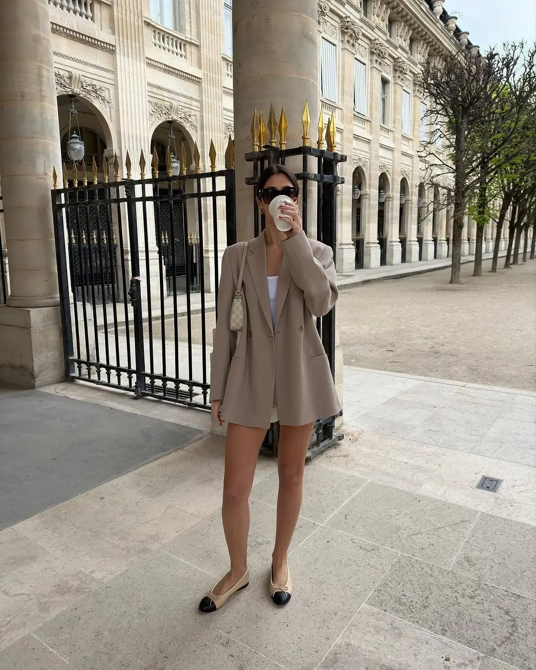 simple fall outfits 2026 Oversized Blazer With Ballet Flats for Warm Fall Days
