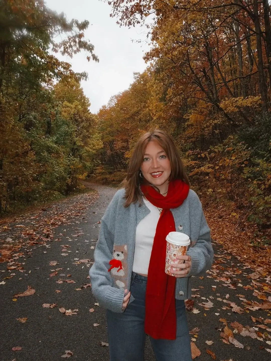 simple fall outfits 2026 Soft Knit Layers With a Bold Autumn Scarf