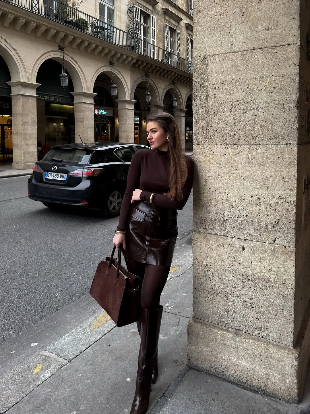 simple fall outfits 2026 Chocolate Brown Monochrome With Timeless Leather Pieces