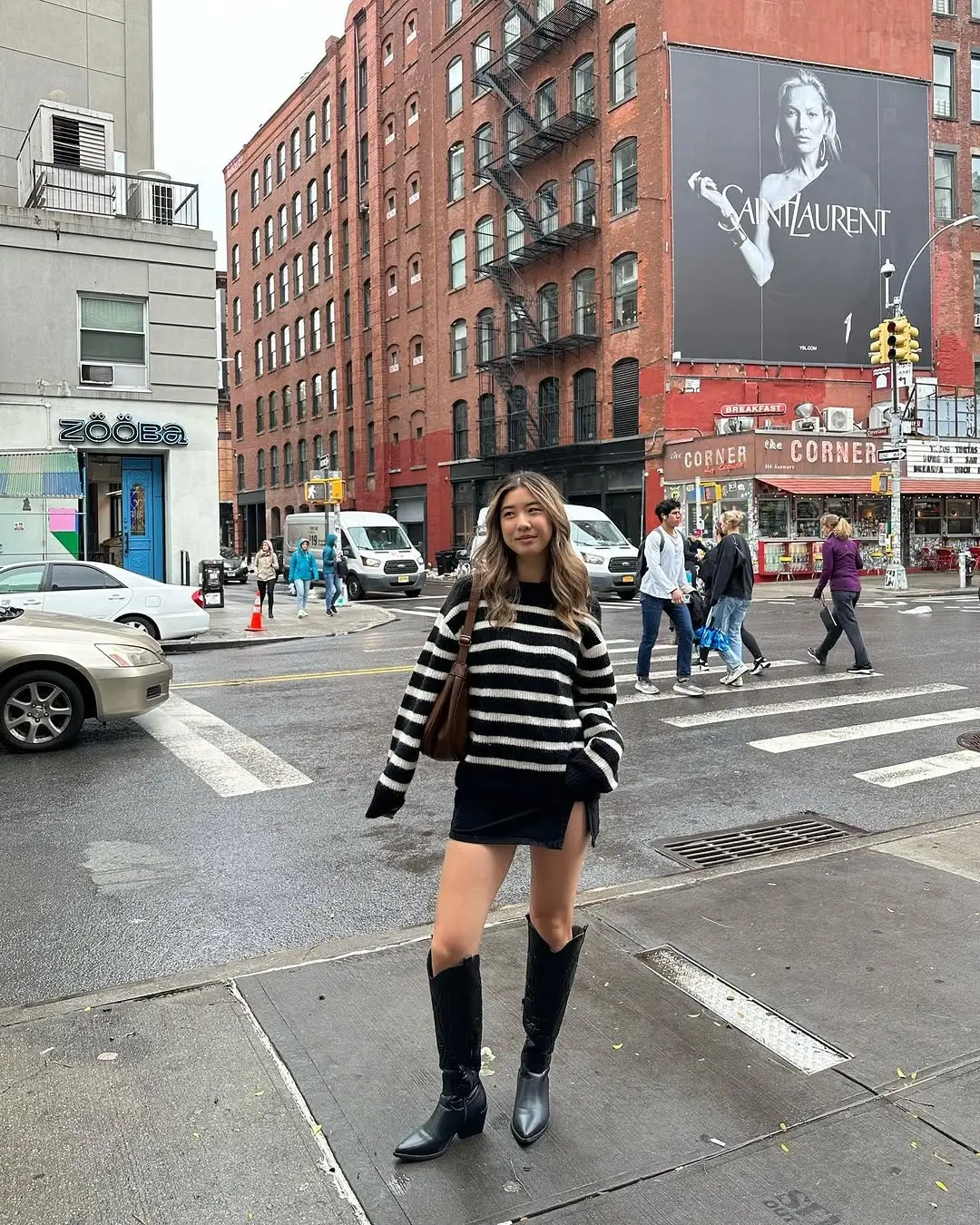 simple fall outfits 2026 Striped Sweater With Boots for City Weekends