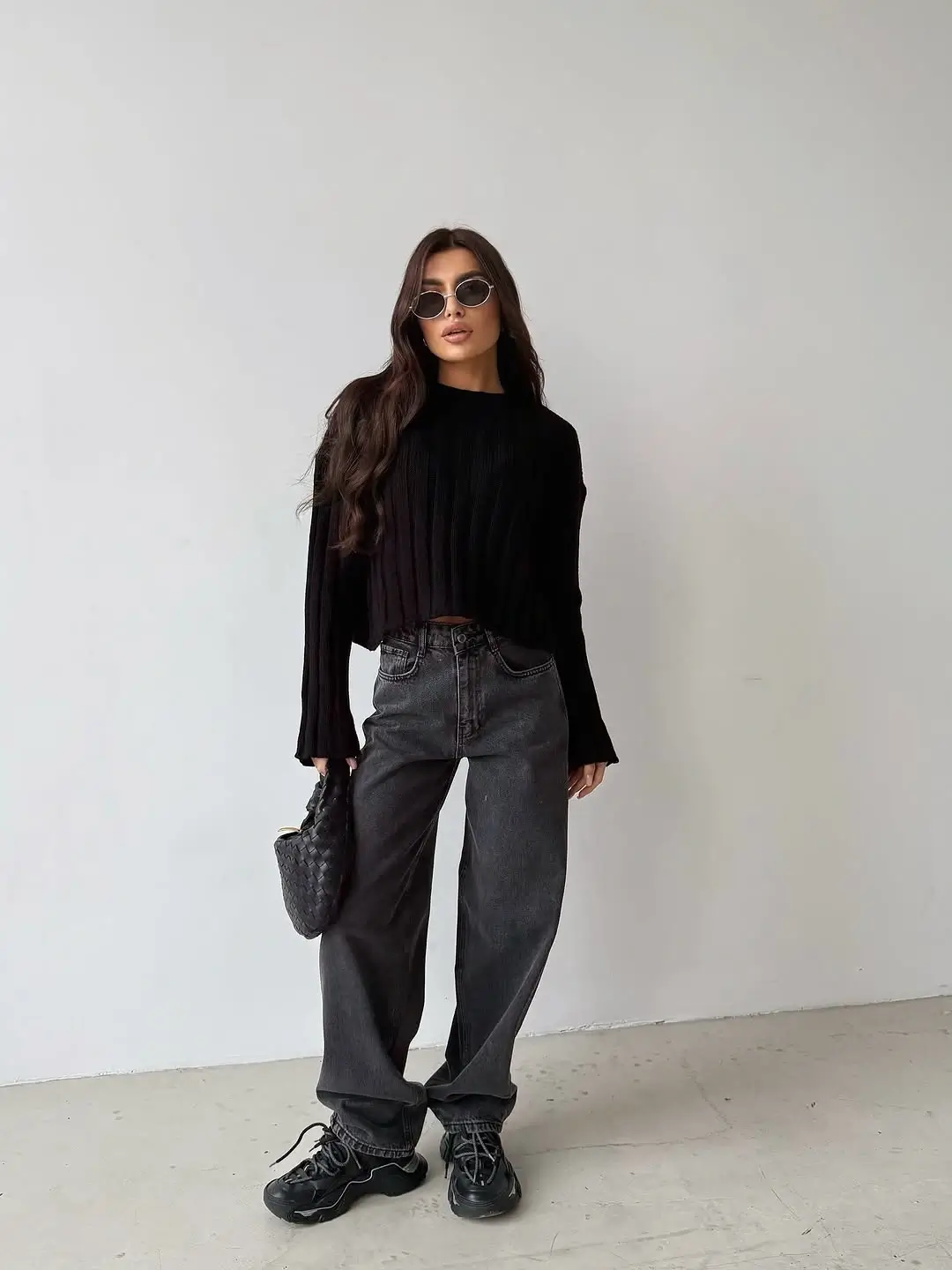 wide leg jeans outfit fall 2026 Monochrome Black That Makes Denim Feel Modern