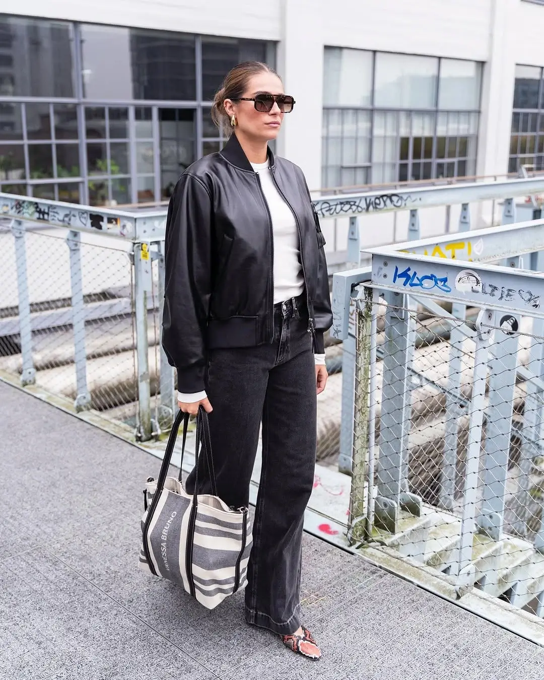wide leg jeans outfit fall 2026 Leather Bomber Jackets That Never Miss