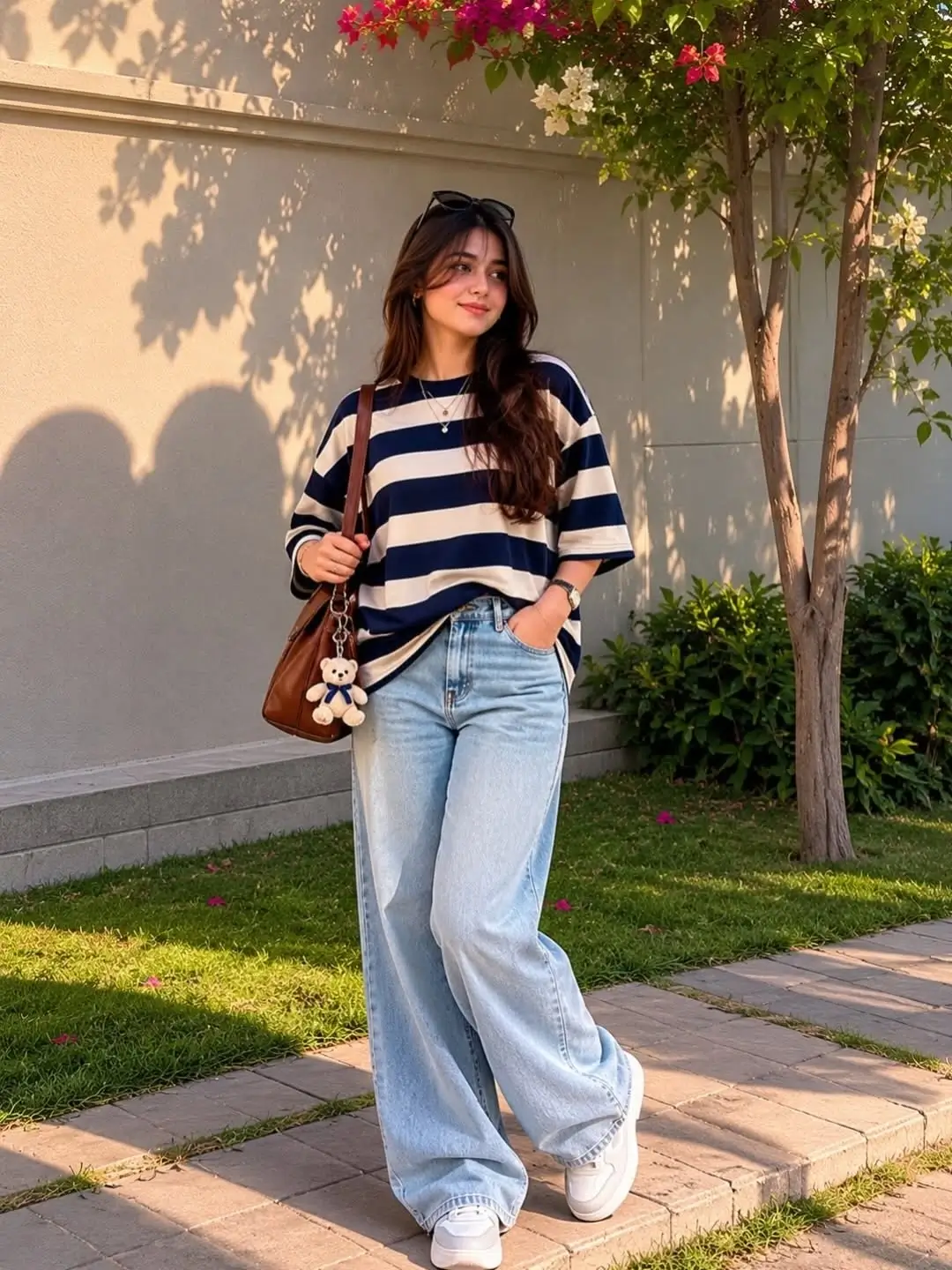 wide leg jeans outfit fall 2026 Striped Knit and Relaxed Denim for Everyday Comfort