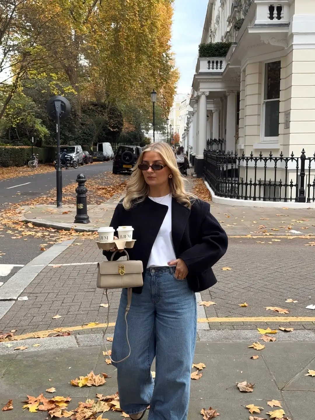 wide leg jeans outfit fall 2026 Classic Blazer and Wide Leg Jeans for Everyday Elegance