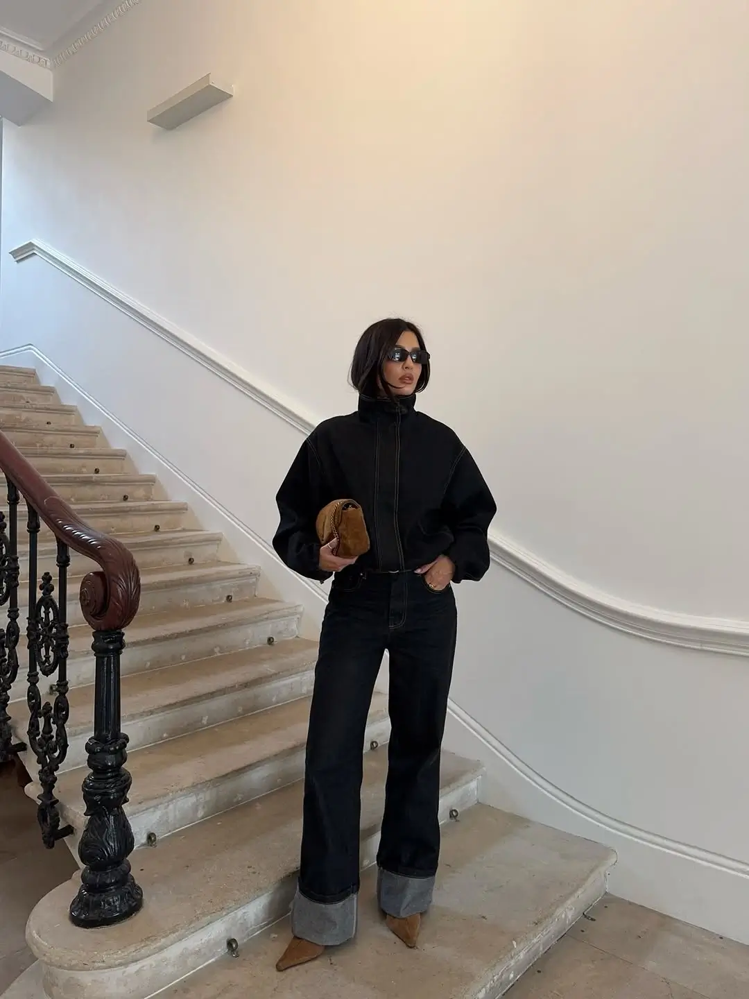 wide leg jeans outfit fall 2026 Cuffed Dark Denim With Modern Minimalism