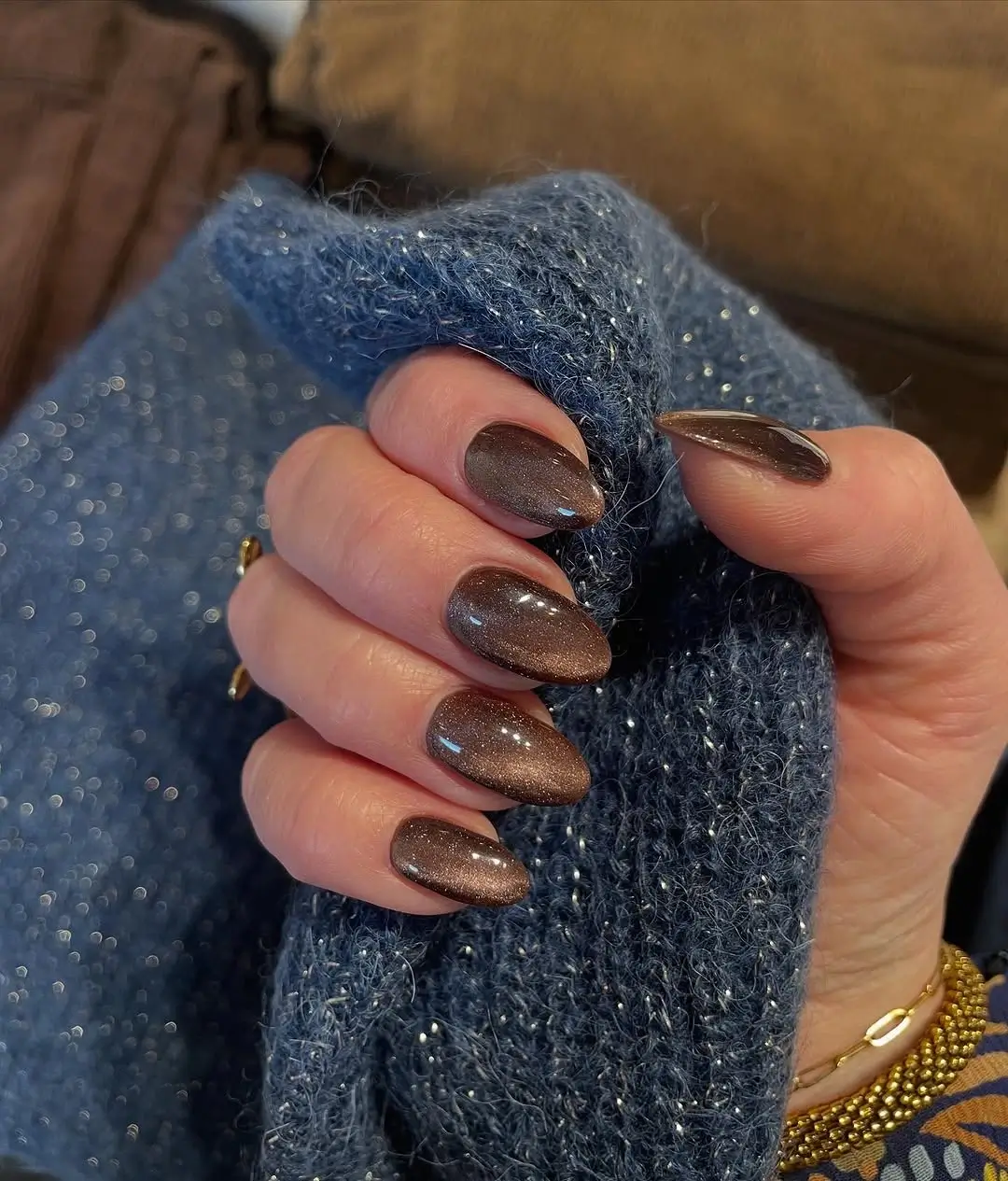 autumn nails color Shimmering Cocoa for a Cozy Fall Finish
