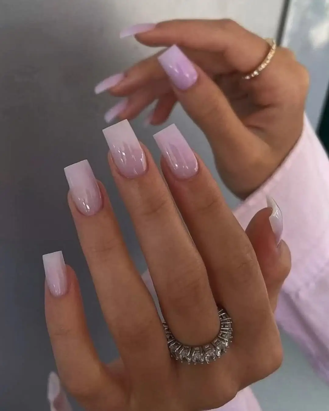 autumn nails color Milky Pink Coffin Nails with a Soft Glossy Finish