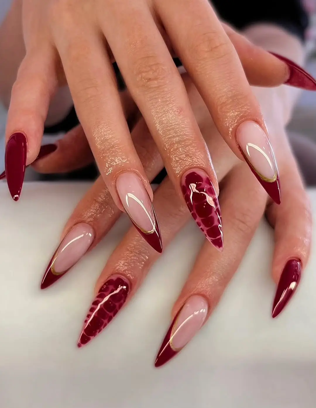Brown Fall Nails 2026 Chocolate French Tips with Modern Burgundy Accents