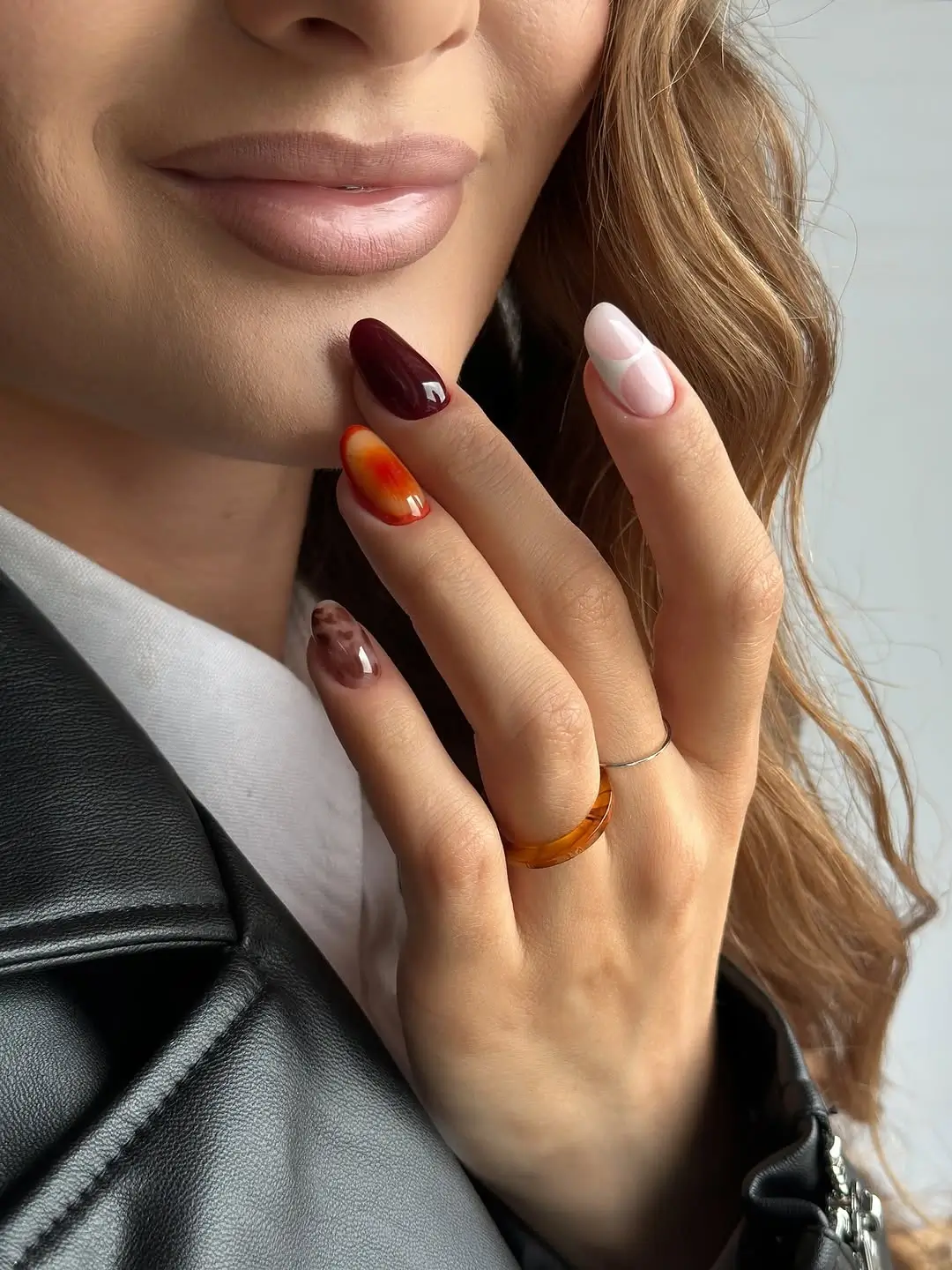 Early Fall Nails 2026 Modern Autumn Mix With Burgundy Leopard and Soft French Curves