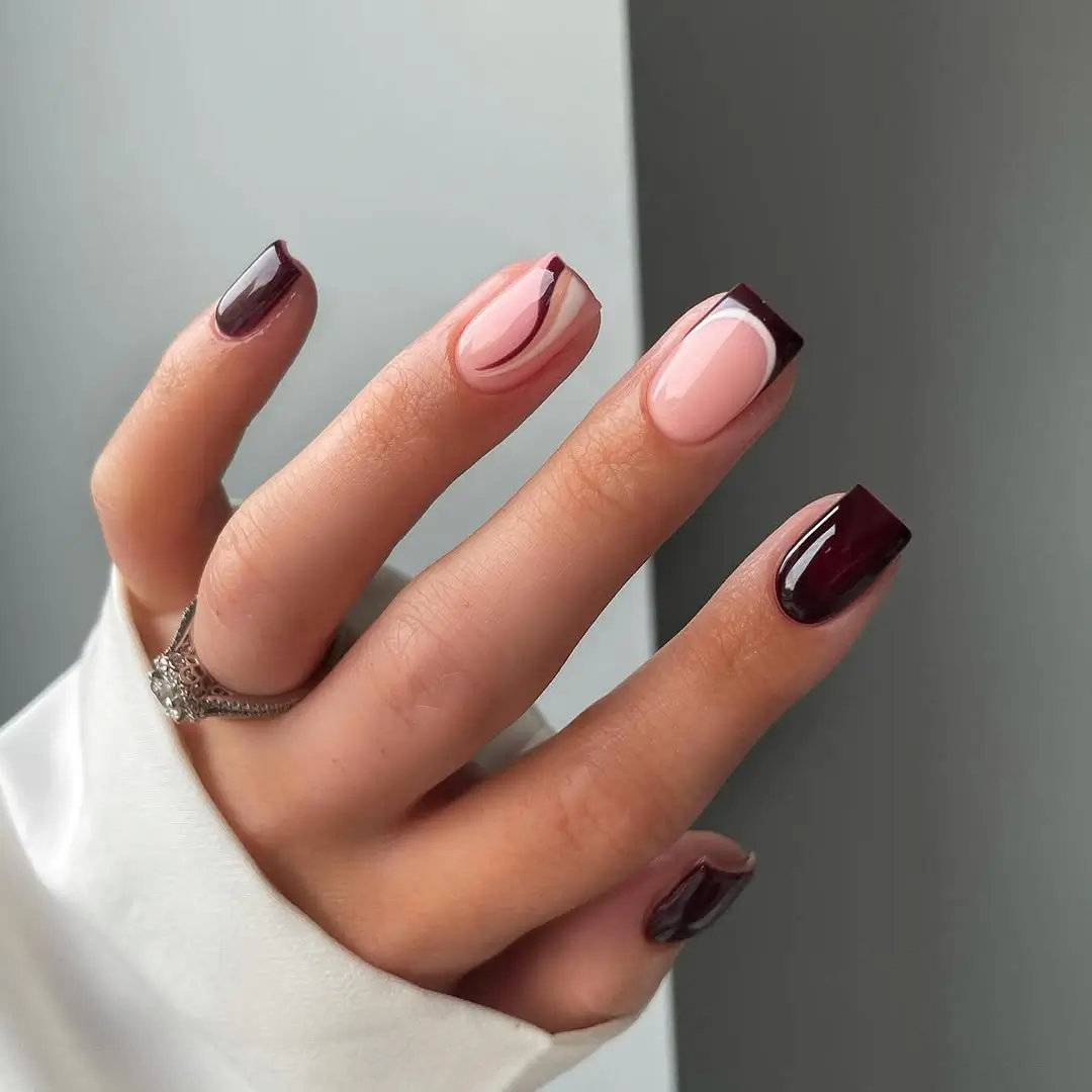 Early Fall Nails 2026 Burgundy Minimalist Square Nails for Everyday Elegance