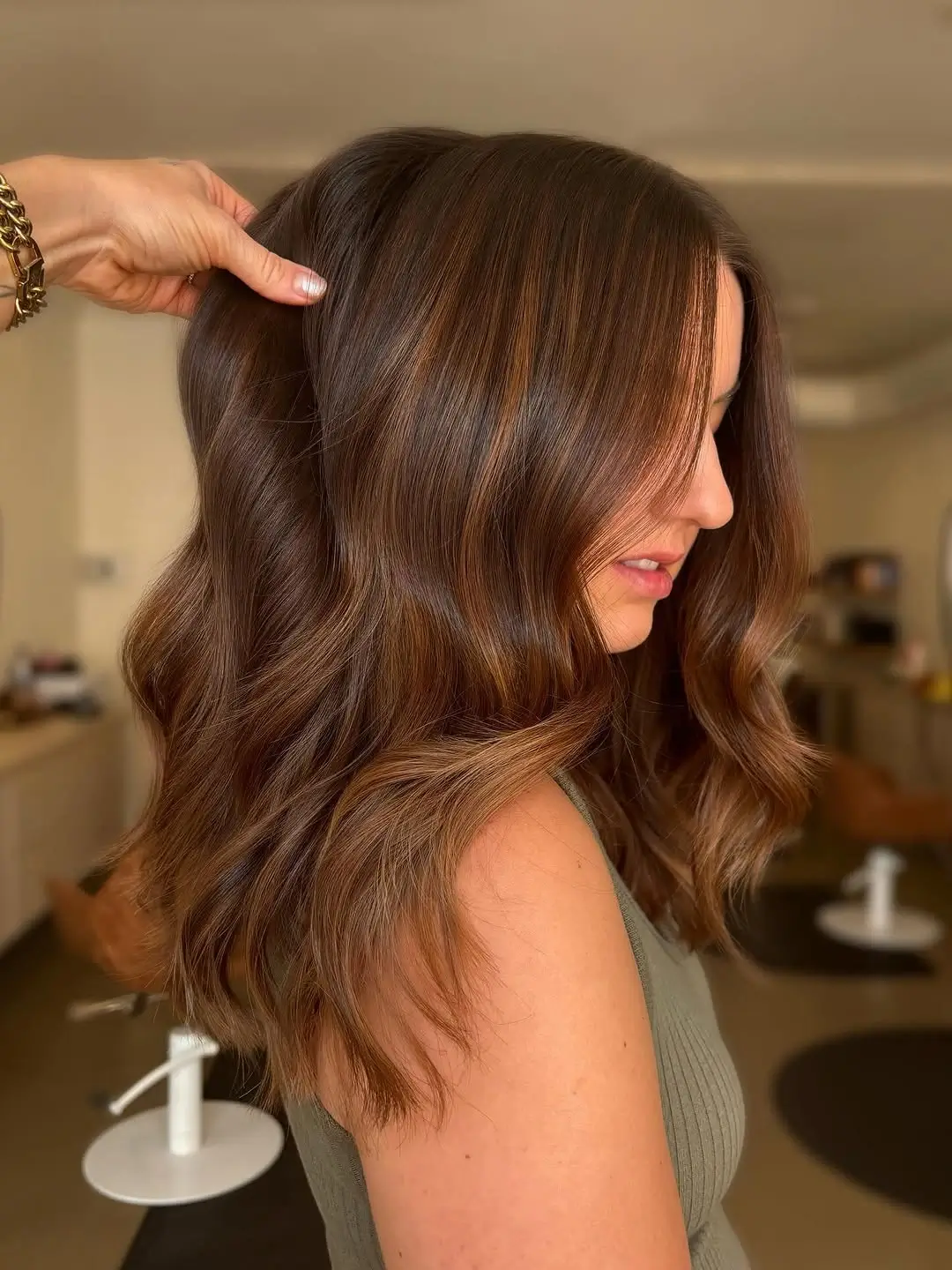 Fall brown hair colour ideas 2026 Chestnut Balayage With Soft Caramel Ribbons