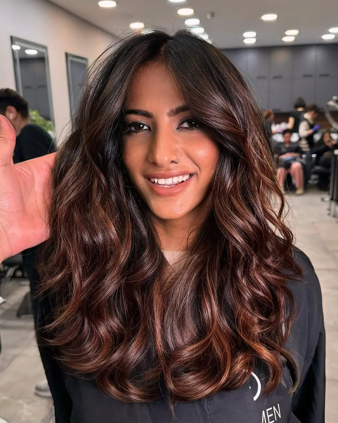 Fall brown hair colour ideas 2026 Espresso Brunette With Cinnamon Highlights
