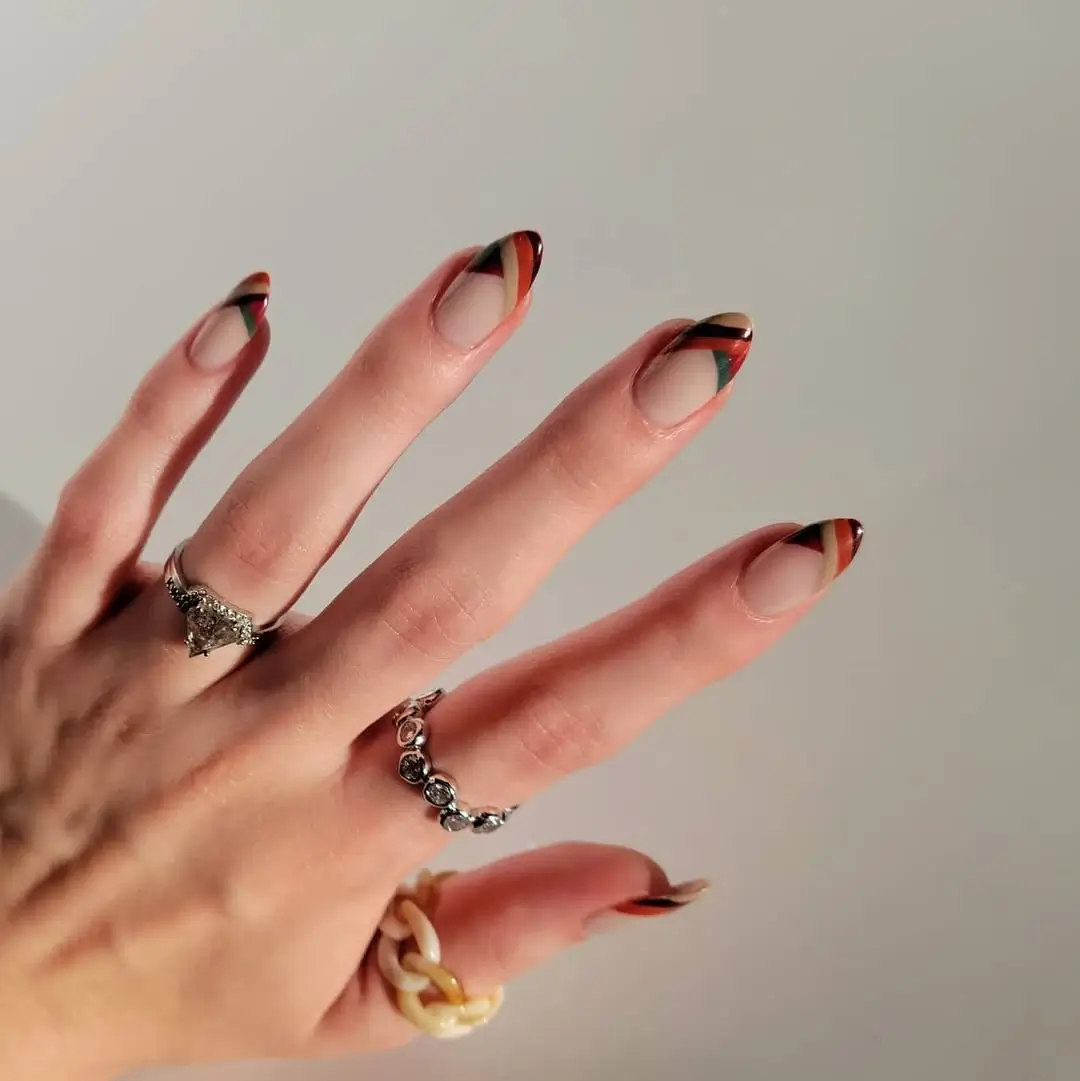 Fall French Nails 2026 Modern Multicolor French Tips with a Retro Twist