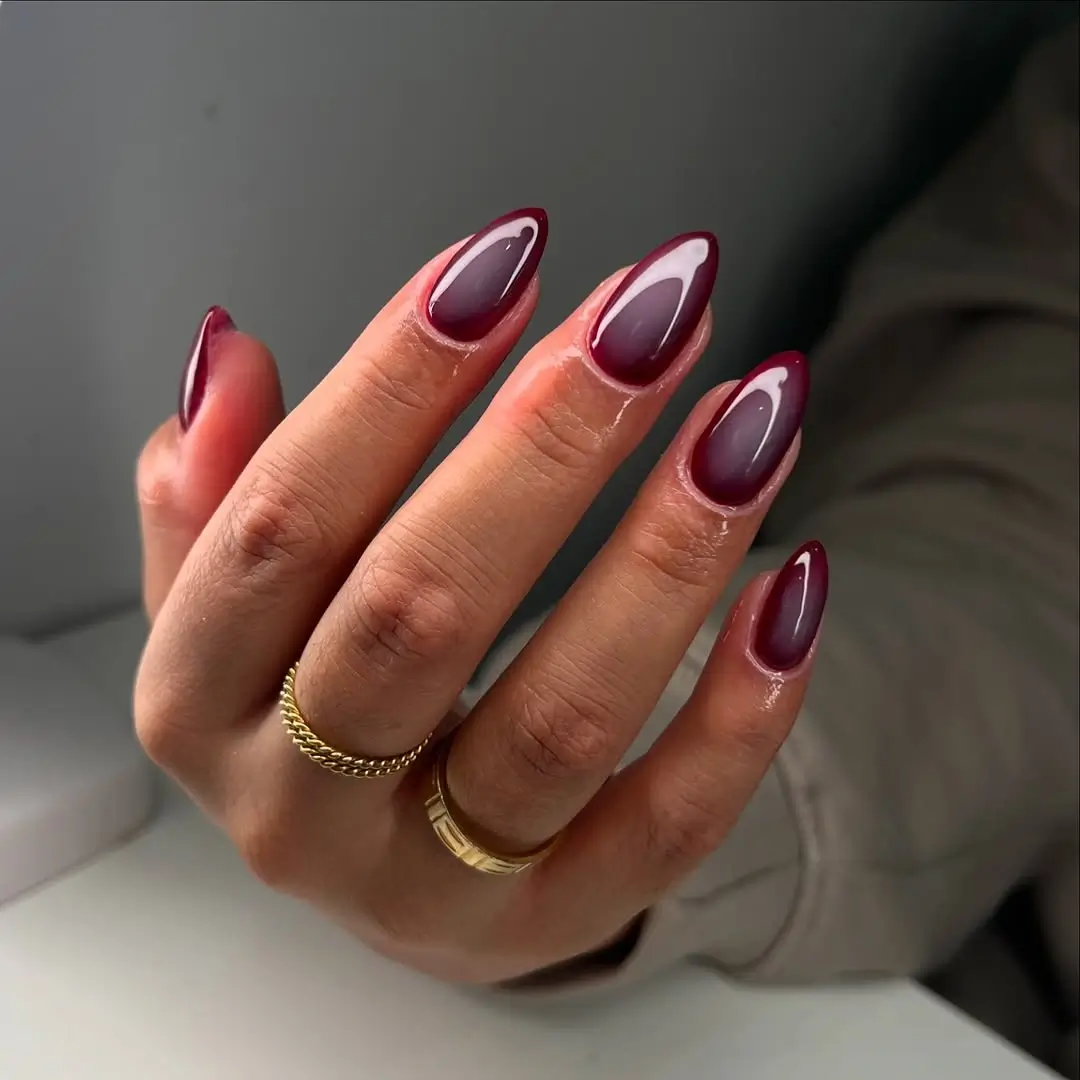 Fall gel nails ideas 2026 Burgundy Ombre That Feels Soft and Sophisticated
