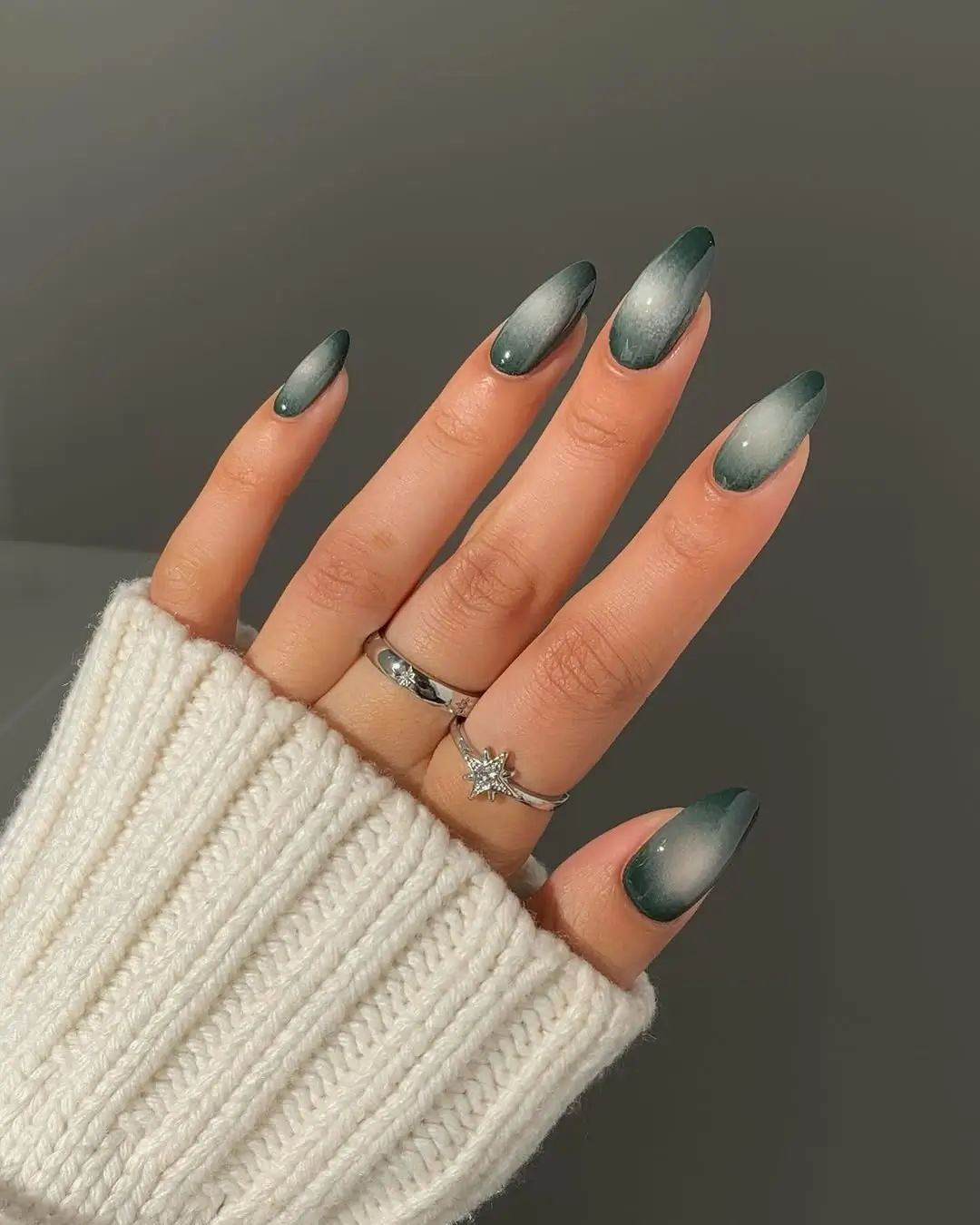 Fall gel nails ideas 2026 Soft Green Aura Nails With Dreamy Autumn Glow