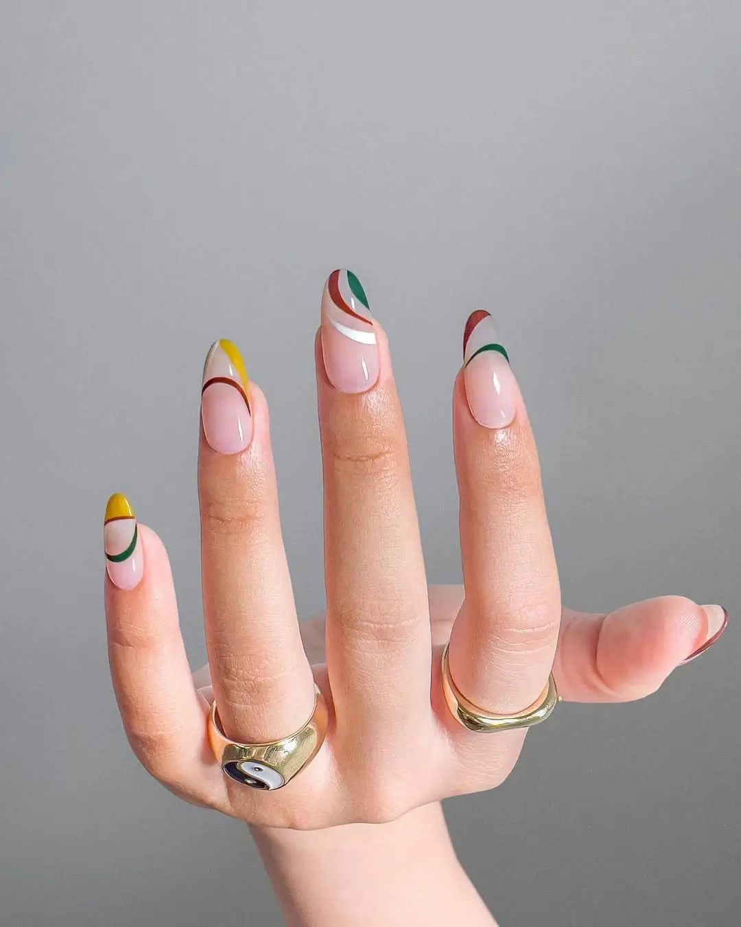 fall long nails 2026 colorful curved French tips
