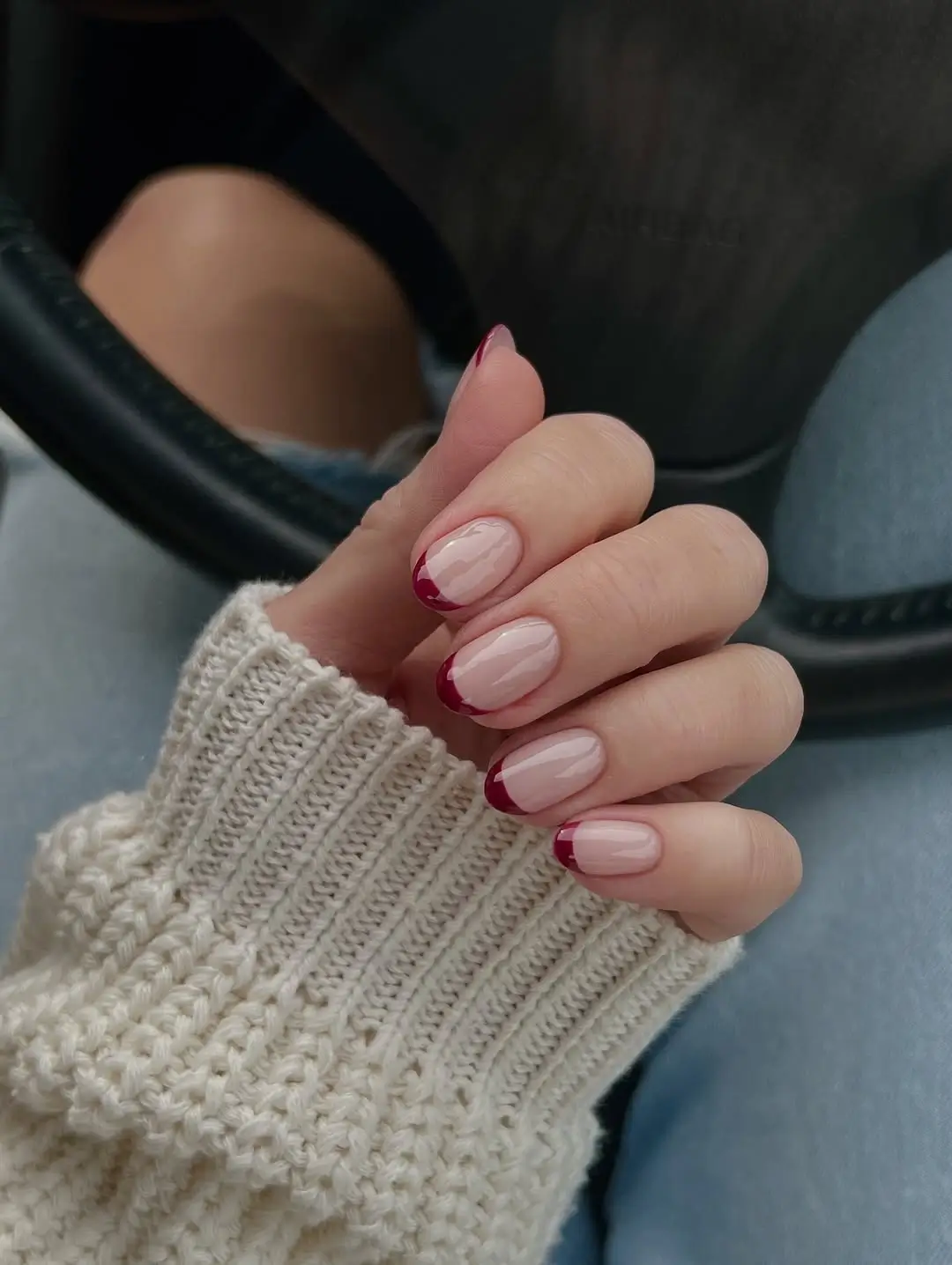 Fall manicure ideas 2026 Burgundy French Tips That Never Go Out of Style