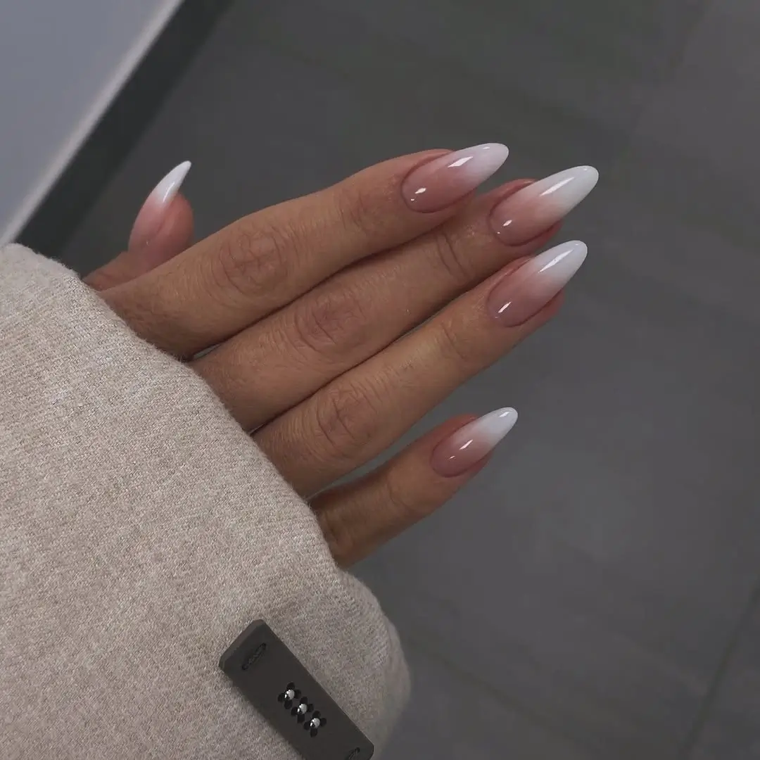 Fall mid length nails 2026 Milky Ombre Nails with Clean Minimal Elegance