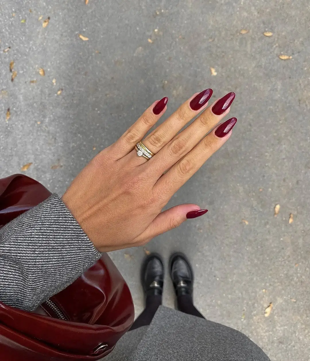 Fall mid length nails 2026 Deep Burgundy Gloss for Timeless Autumn Elegance