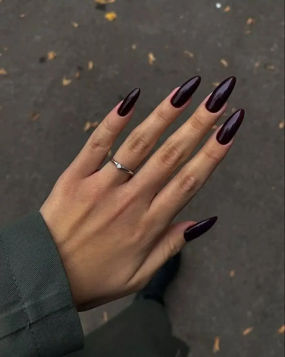 Fall mid length nails 2026 Dark Merlot Nails That Capture the Spirit of Fall
