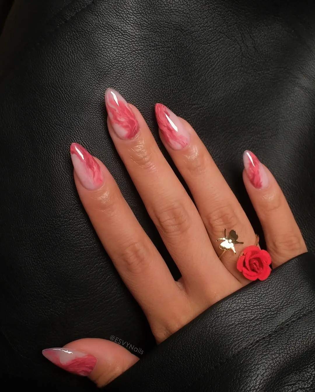 Fall mid length nails 2026 Romantic Berry Marble for a Modern Fall Statement