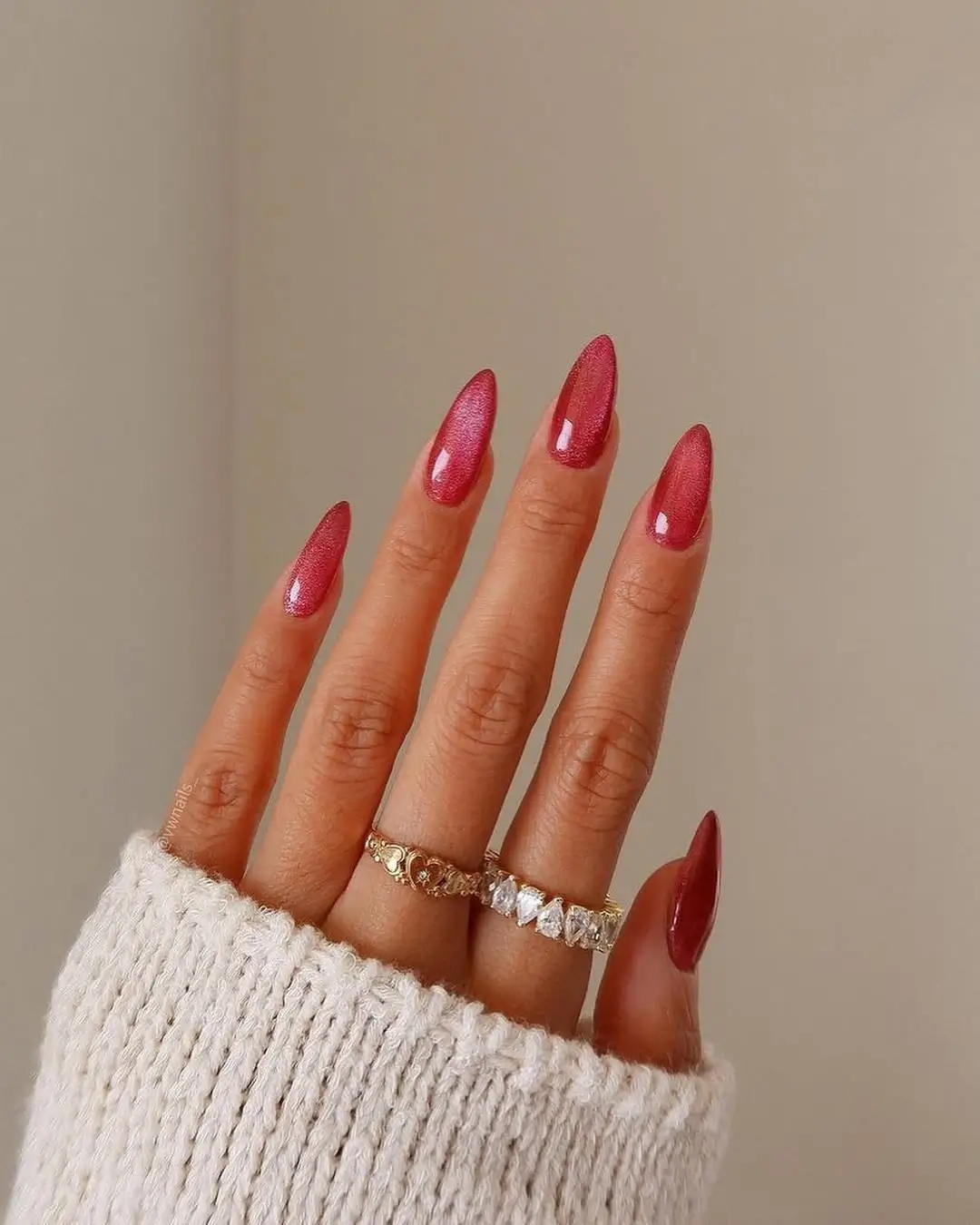Fall mid length nails 2026 Velvet Cranberry Shimmer for a Cozy Autumn Glow