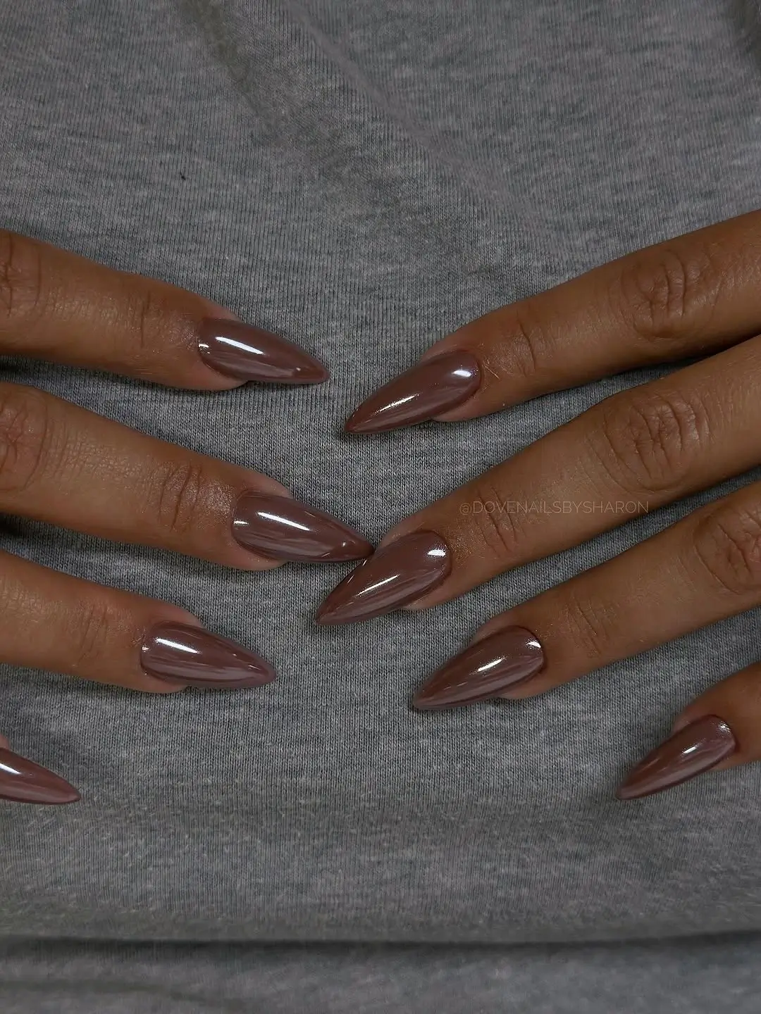 Fall mid length nails 2026 Glossy Cocoa Brown Nails for Quiet Luxury Style