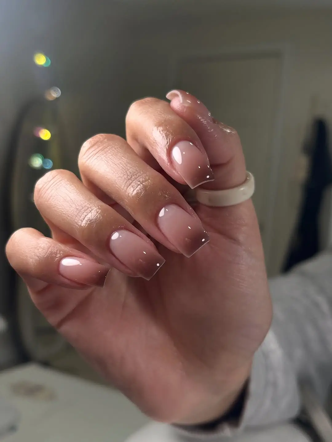 fall nail designs square shape 2026 Soft Cocoa Ombre Nails for an Effortlessly Cozy Finish