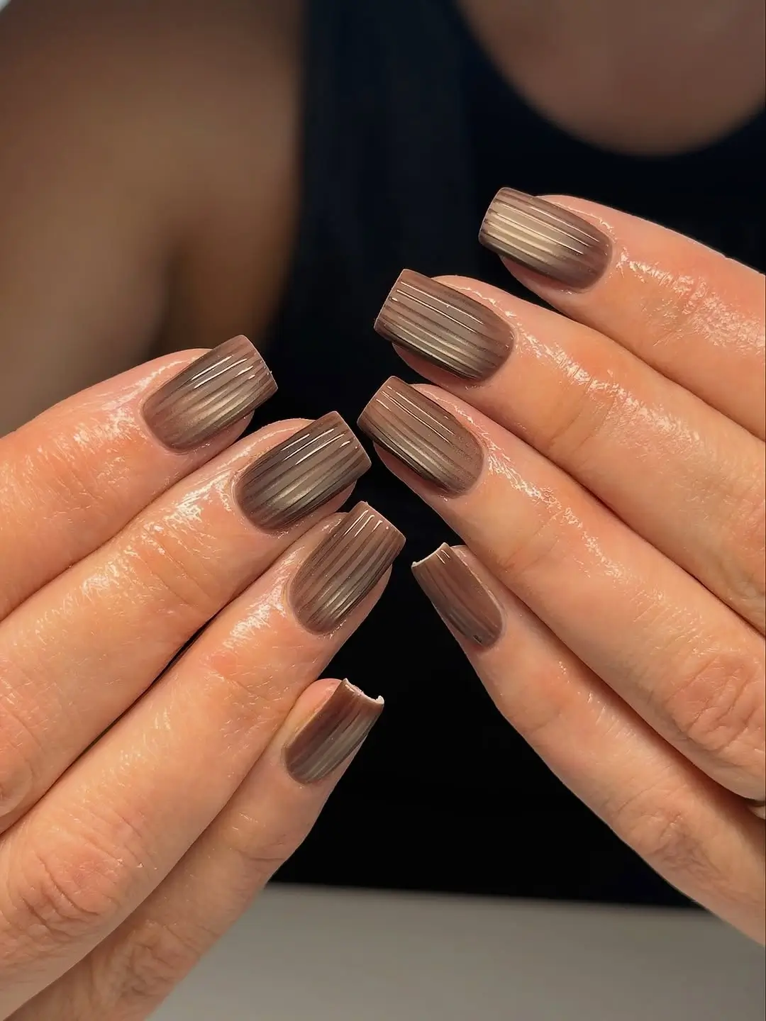 fall nail designs square shape 2026 Velvet Taupe Nails with Cozy Sweater Texture