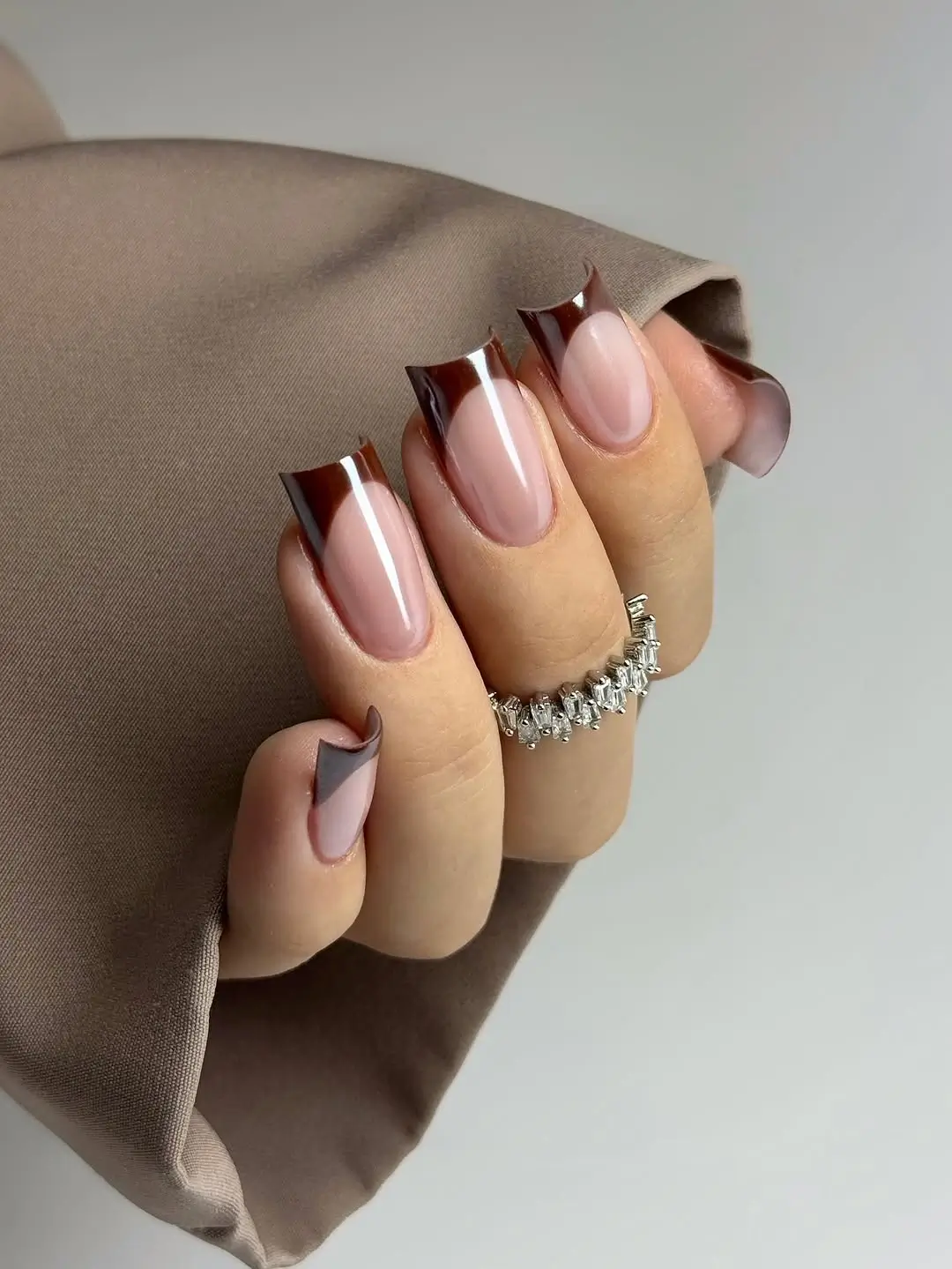 fall nail designs square shape 2026 Deep Espresso French Tips with a Modern Minimalist Edge