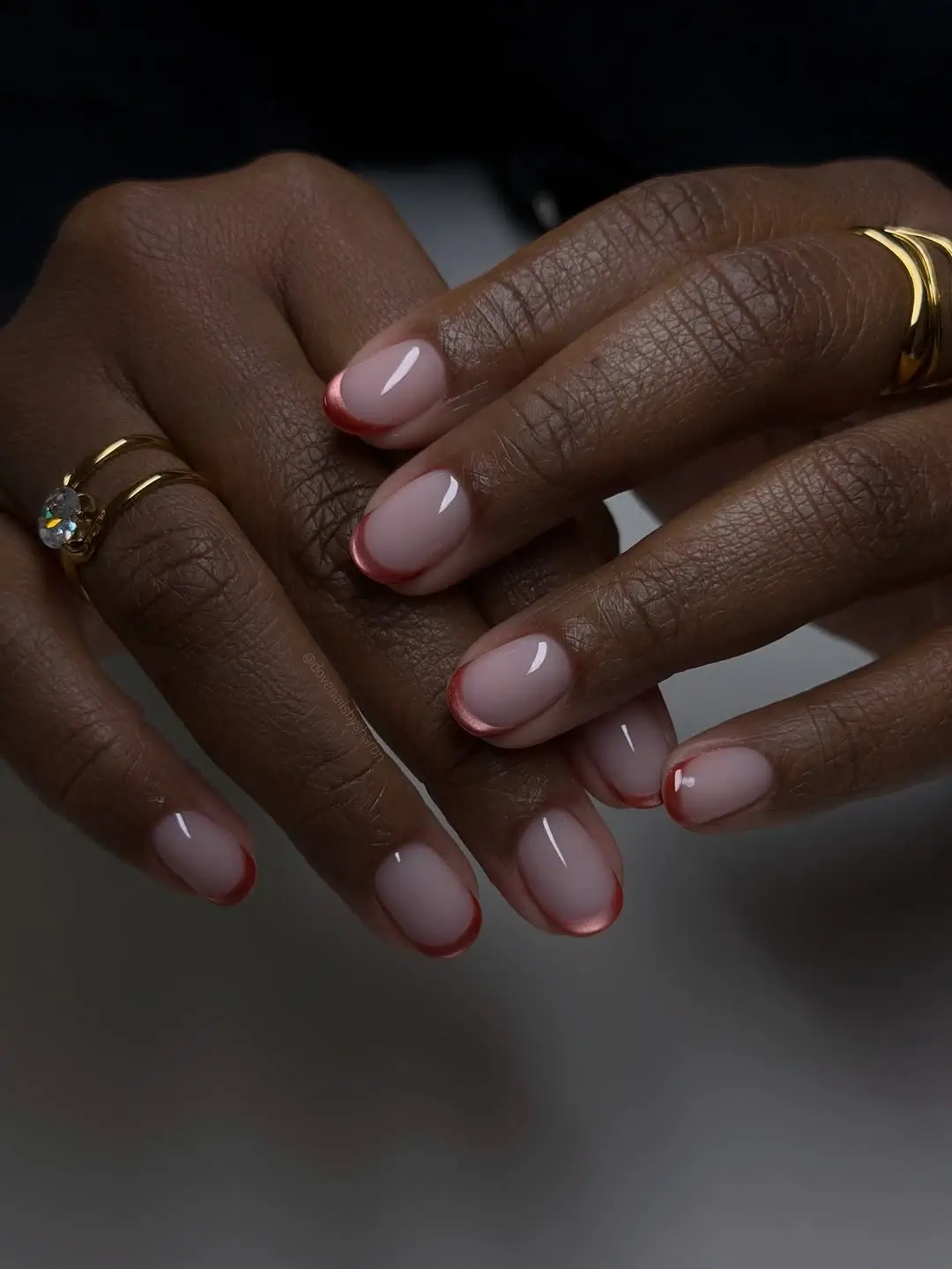 Fall nails for dark skin 2026 Minimal Rose Micro French Tips With Modern Elegance
