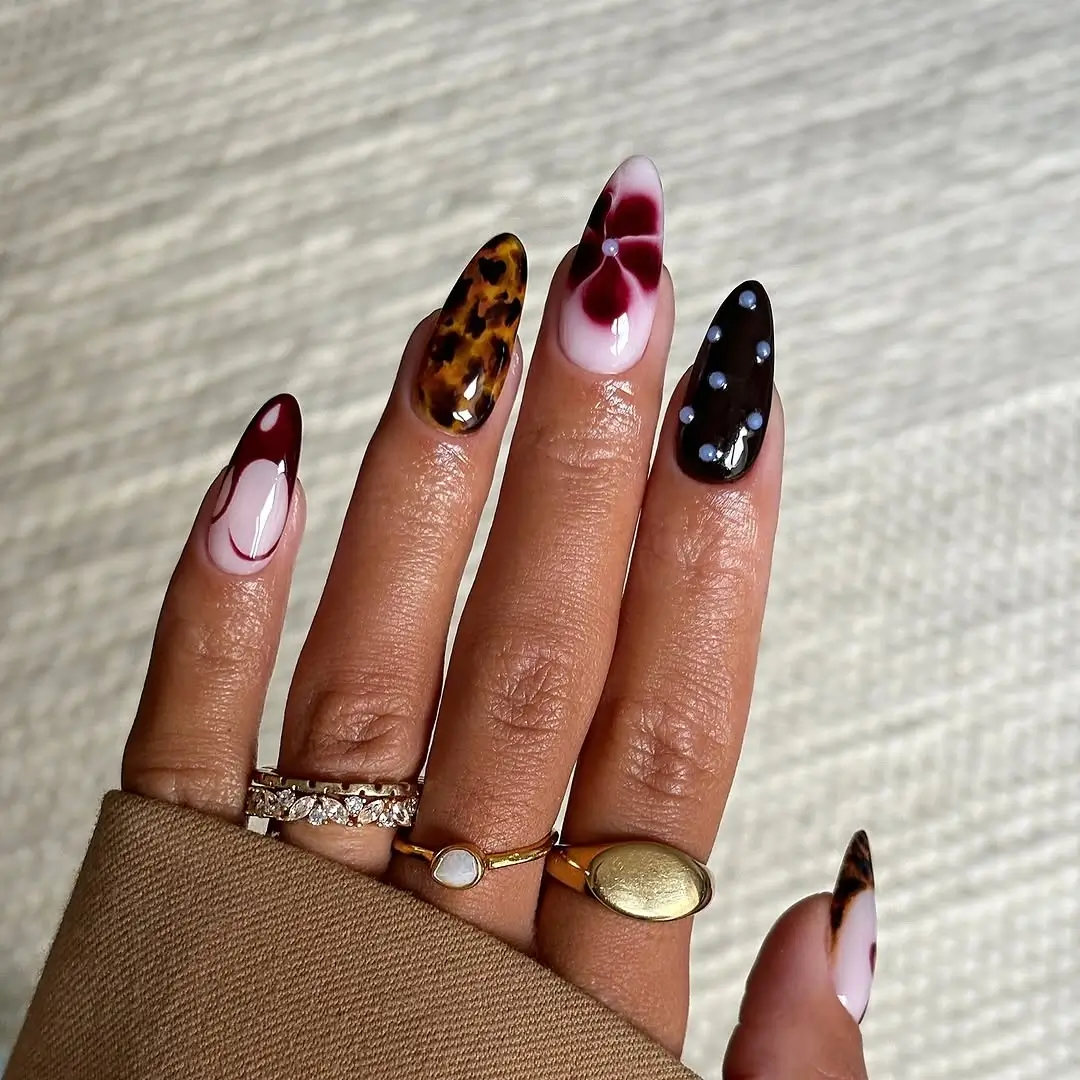 Fall nails for dark skin 2026 Mixed Autumn Nail Art Full of Personality
