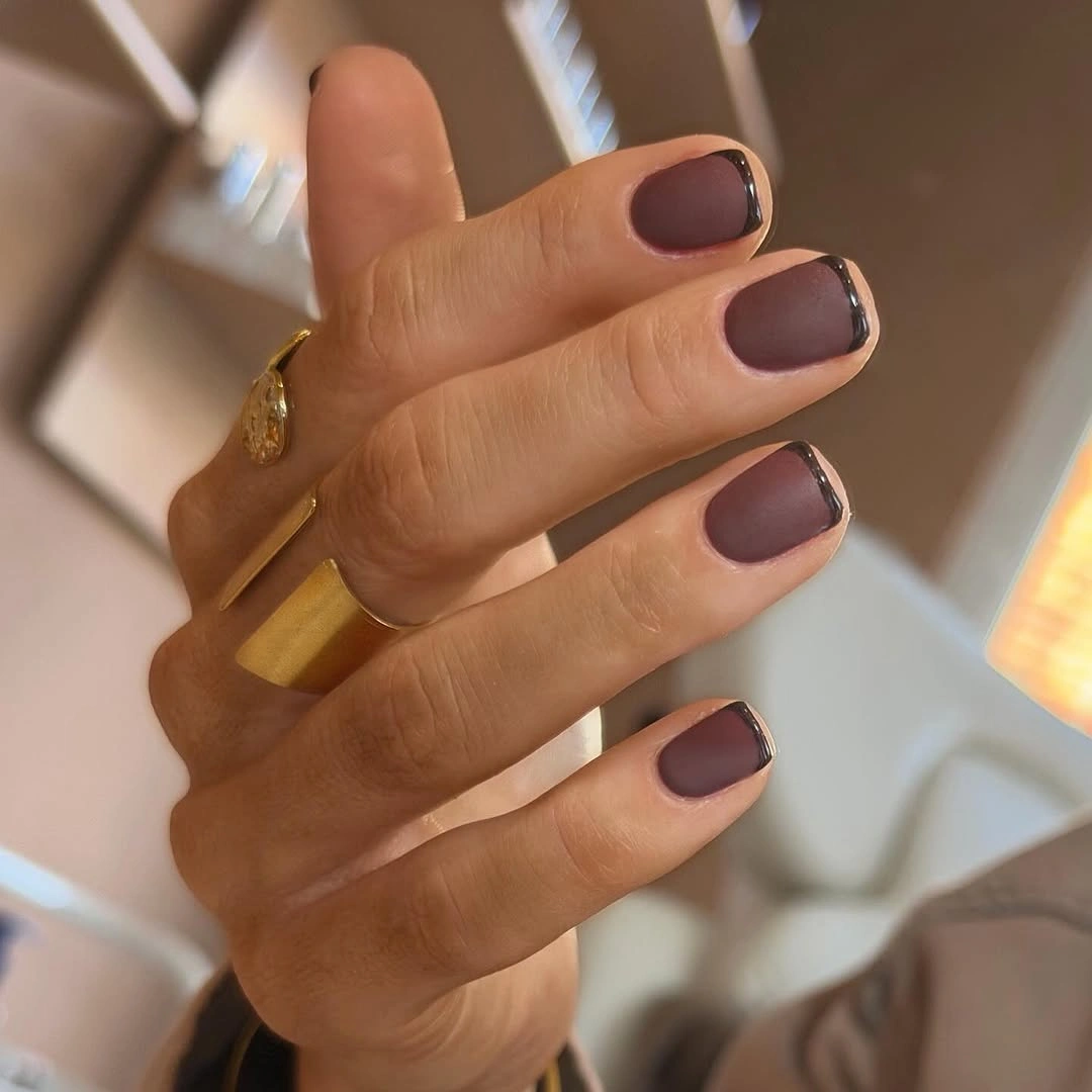 fall nails for tan skin tone dark chocolate floral accent nails