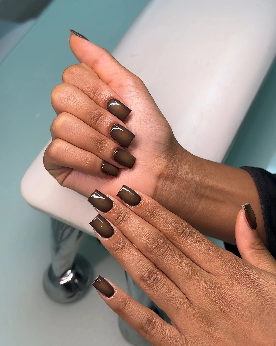 fall nails for tan skin tone glossy espresso square nails