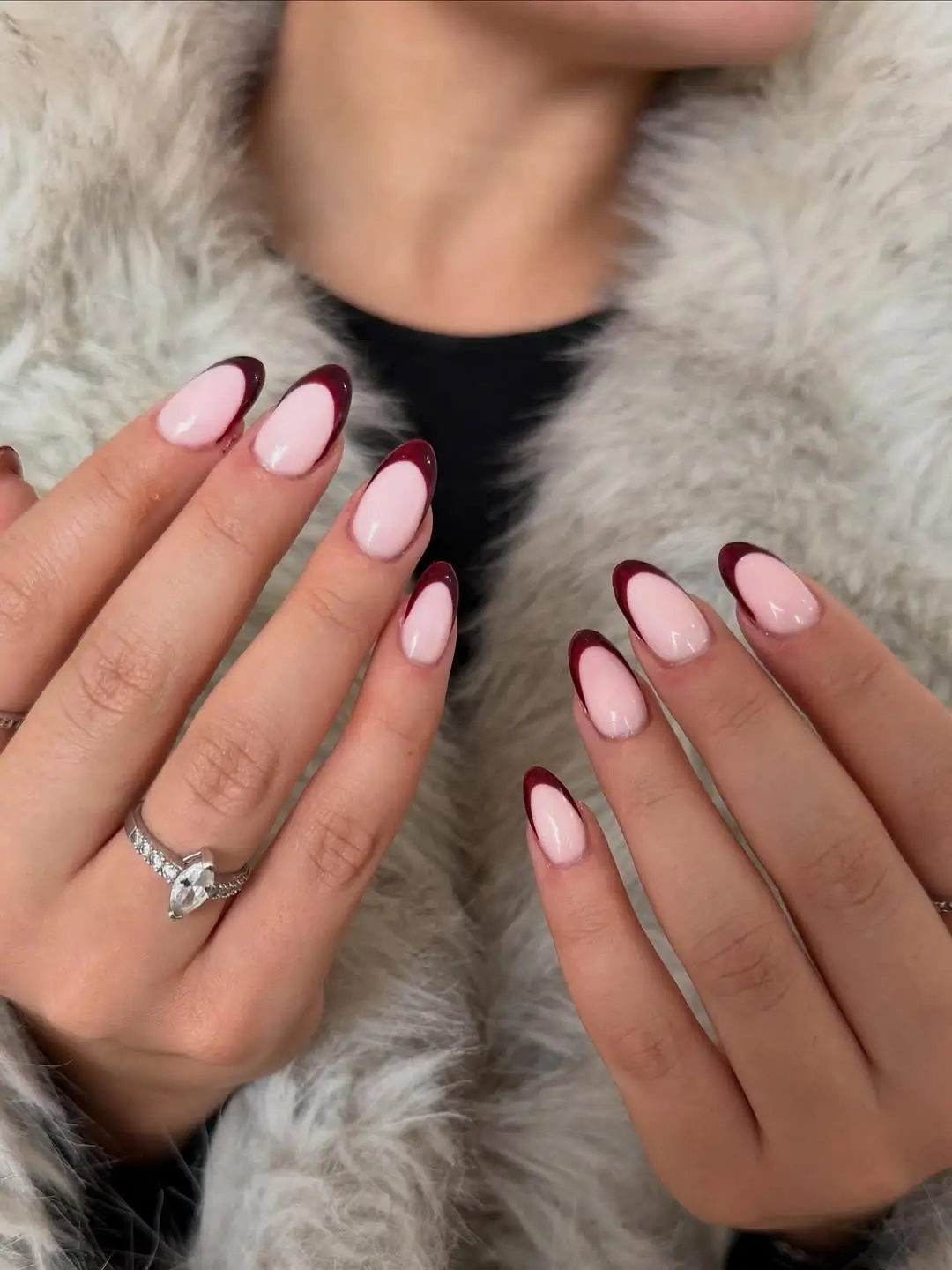 Fall short almond nails 2026 Classic Burgundy French Tips That Never Miss