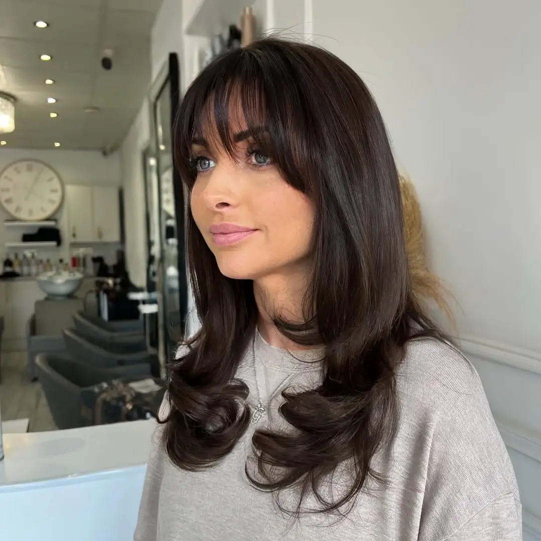 middle parting hairstyles Long Layers With Soft Curtain Bangs