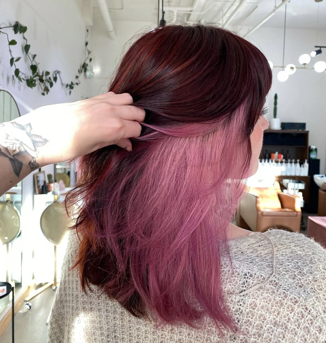 September hair Colour trends 2026 chocolate plum with hidden rose layers
