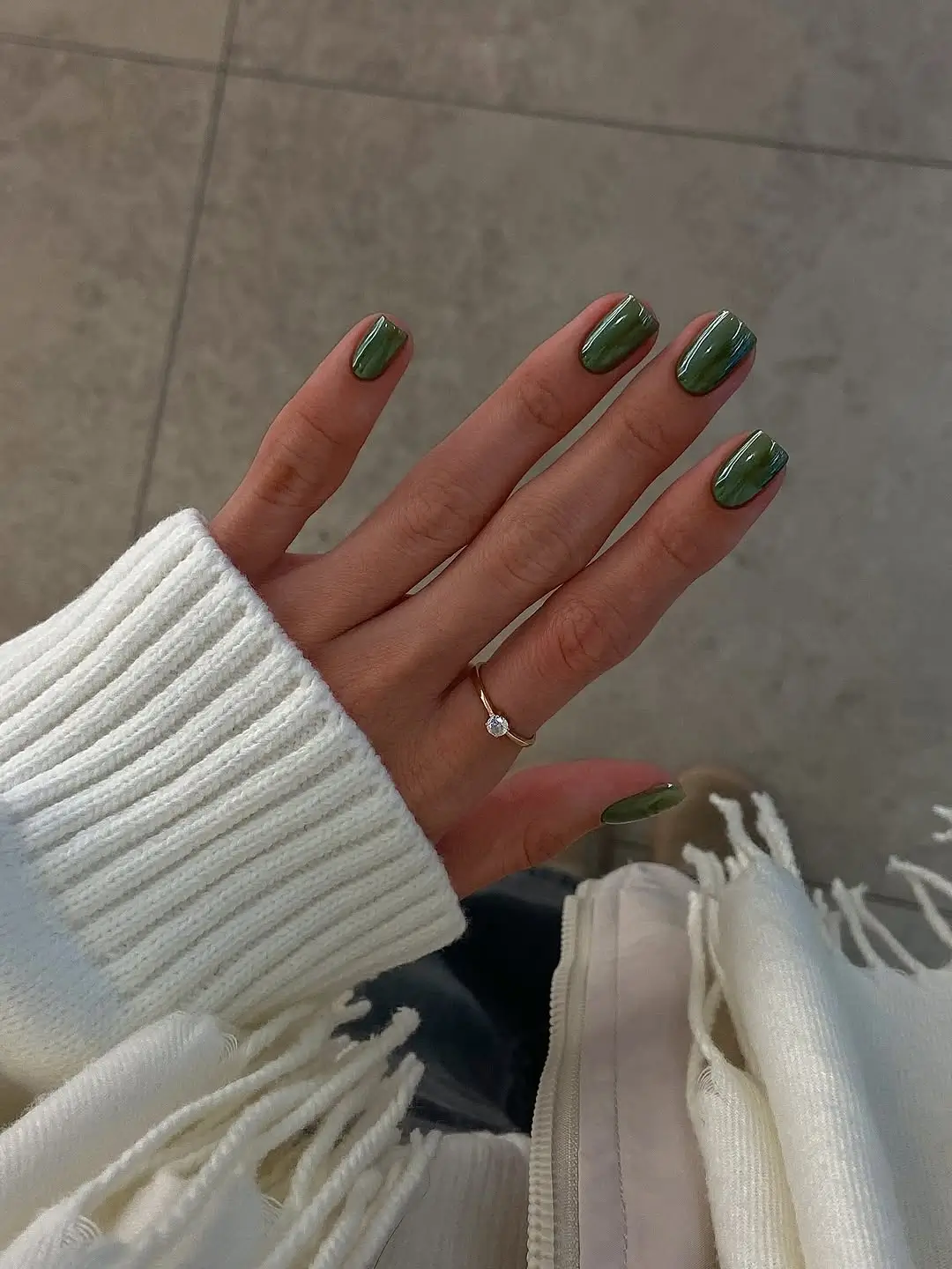 simple fall short nails Deep Forest Green For A Clean Fall Manicure