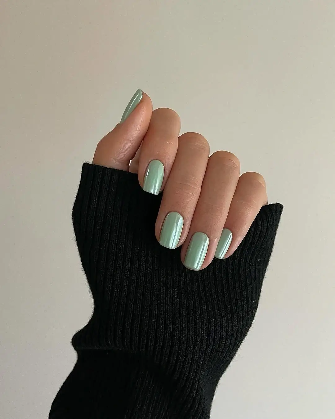 simple fall short nails Soft Sage Green For An Unexpected Autumn Accent